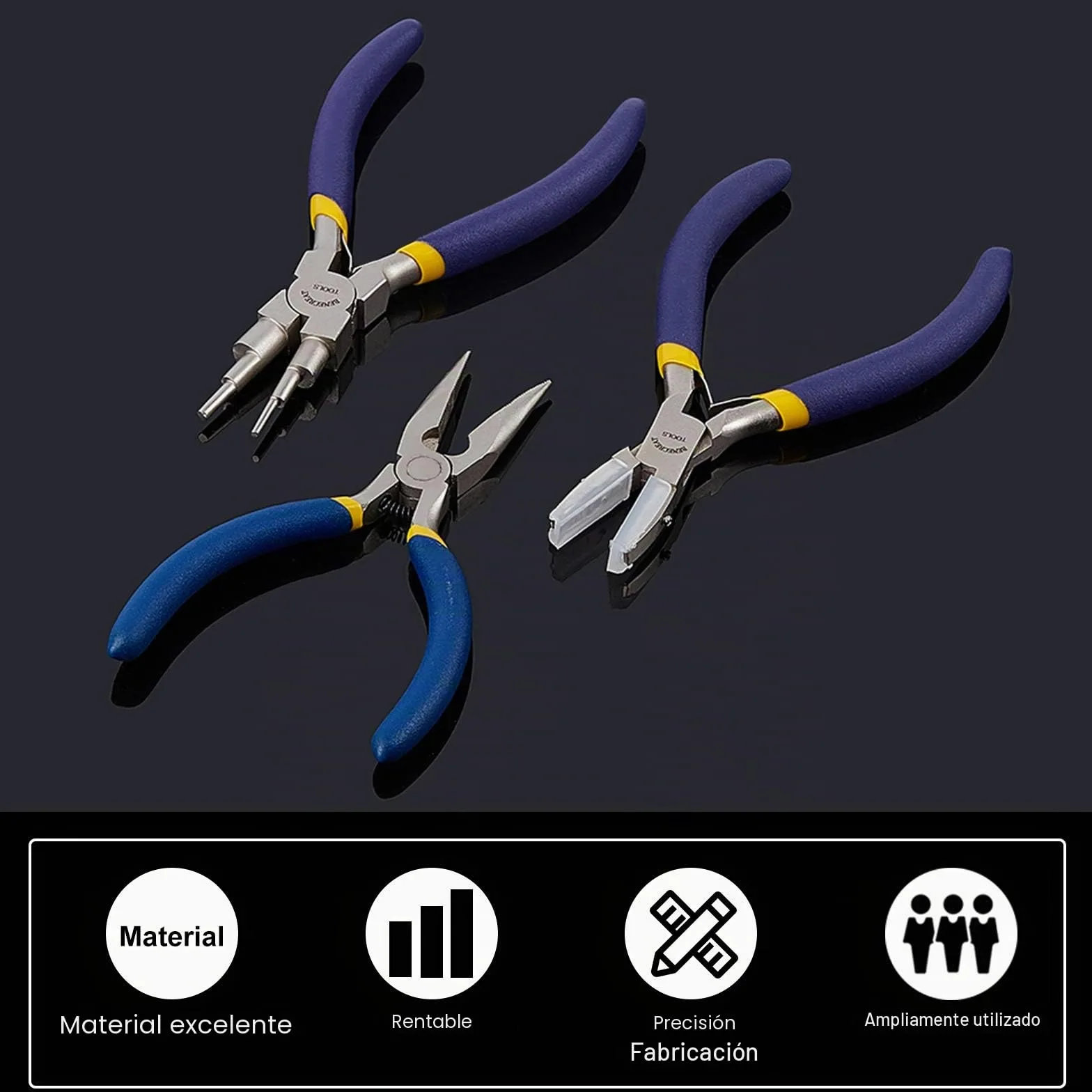 BENECREAT 3 Piezas Alicates para Joyería, 6 en 1 Alicate para Hacer Bucles, Alicates Dobles para Joyería de Nailon y Alicate con Punta de Cadena para Fabricación de Bisutería