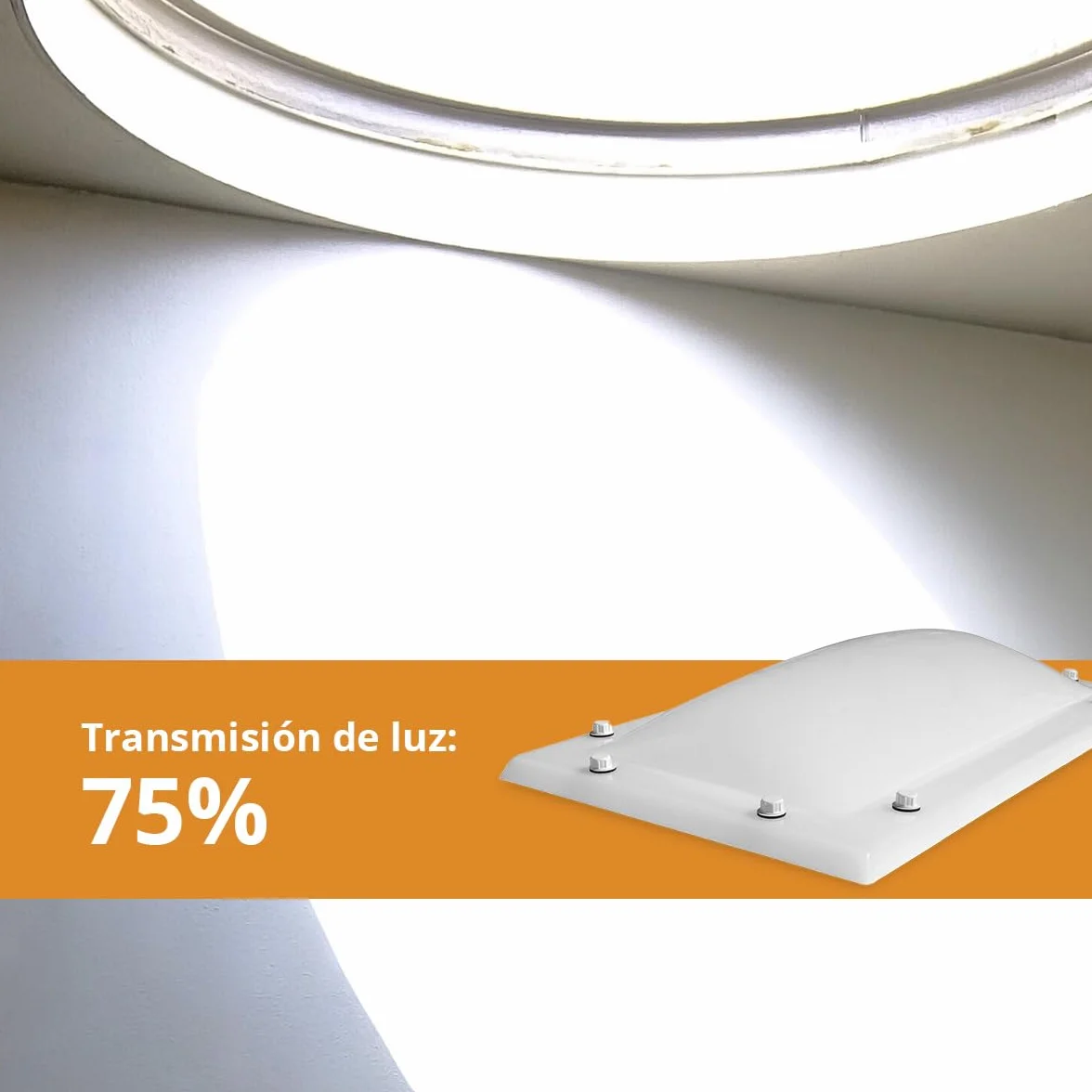 Cúpula Blanco Opal para Claraboya Techo Rectangular - Incluye Juntas, Fijaciones y Accesorios de Montaje - Tragaluz - Fabricada en Metacrilato - CxD = 60 x 90 cm - ExF = 74 x 104 cm