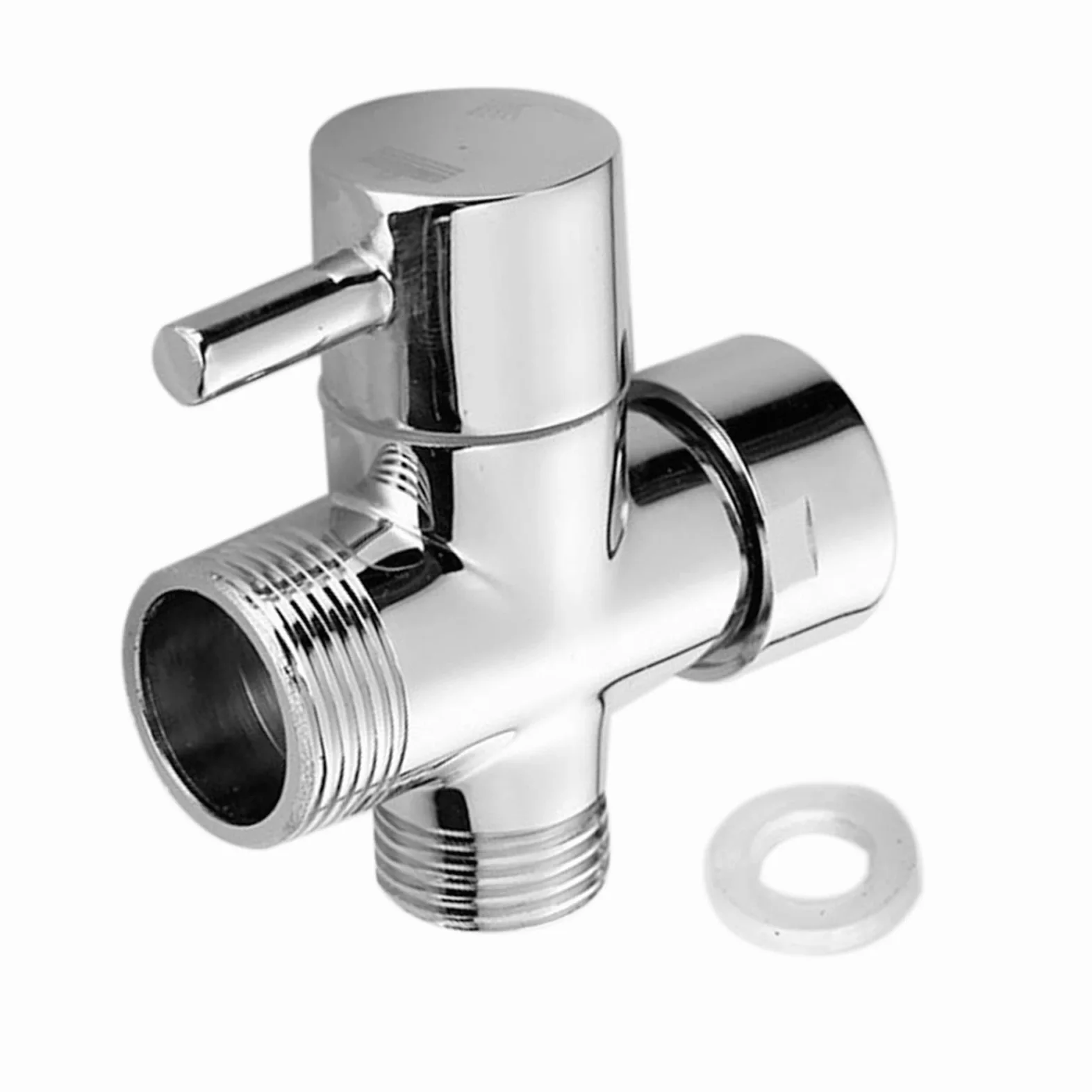 Válvula de inversión de 3 vías - Grifo de ducha - Adaptador de grifo de baño - Cromo pulido - 3/4" 1/2" - Adaptador en T para lavabo, baño, ducha - Cocina