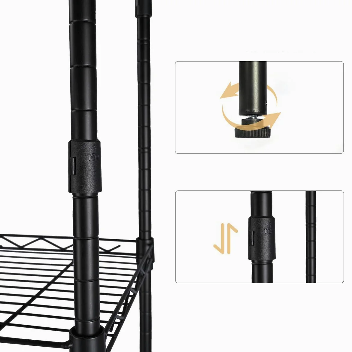 Estantería metal para baño - cocina - garaje ducha 4 Niveles o Estantes de almacenaje - Ajustables en altura 108x29x54cm Metálica Con Ganchos - Fácil montaje - Carga total 275kg - Robusta y fuerte