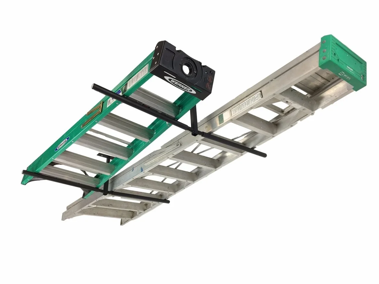 StoreYourBoard Soporte de techo doble escalera, Hi Port 2 garaje almacenamiento y organización, montaje en colgador