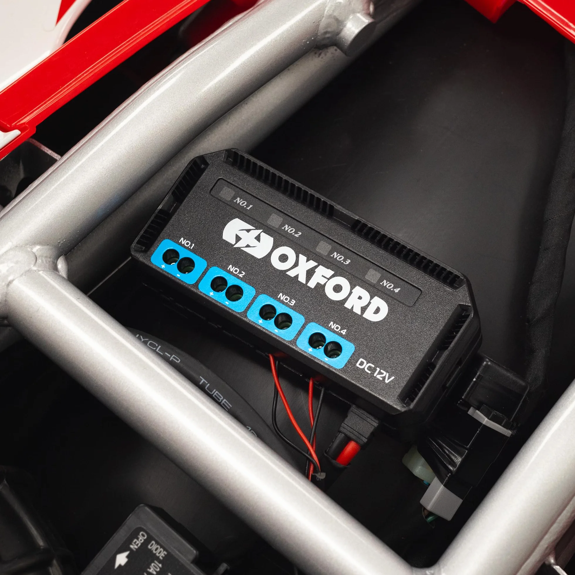 Oxford Caja de fusibles para motocicleta de 12 V con relé, cableado rápido, 4 vías, luces indicadoras y fusible de 5 A