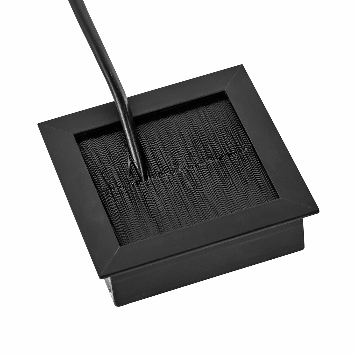 Gedotec Salida de Cable Salida de Cable de Escritorio Exit Cuadrado con Sello de Cepillo | Aluminio Negro Mate | Toma de Cable a presión | 69 x 69 x 25 mm | pasacables de Mesa de Oficina -1 Pieza