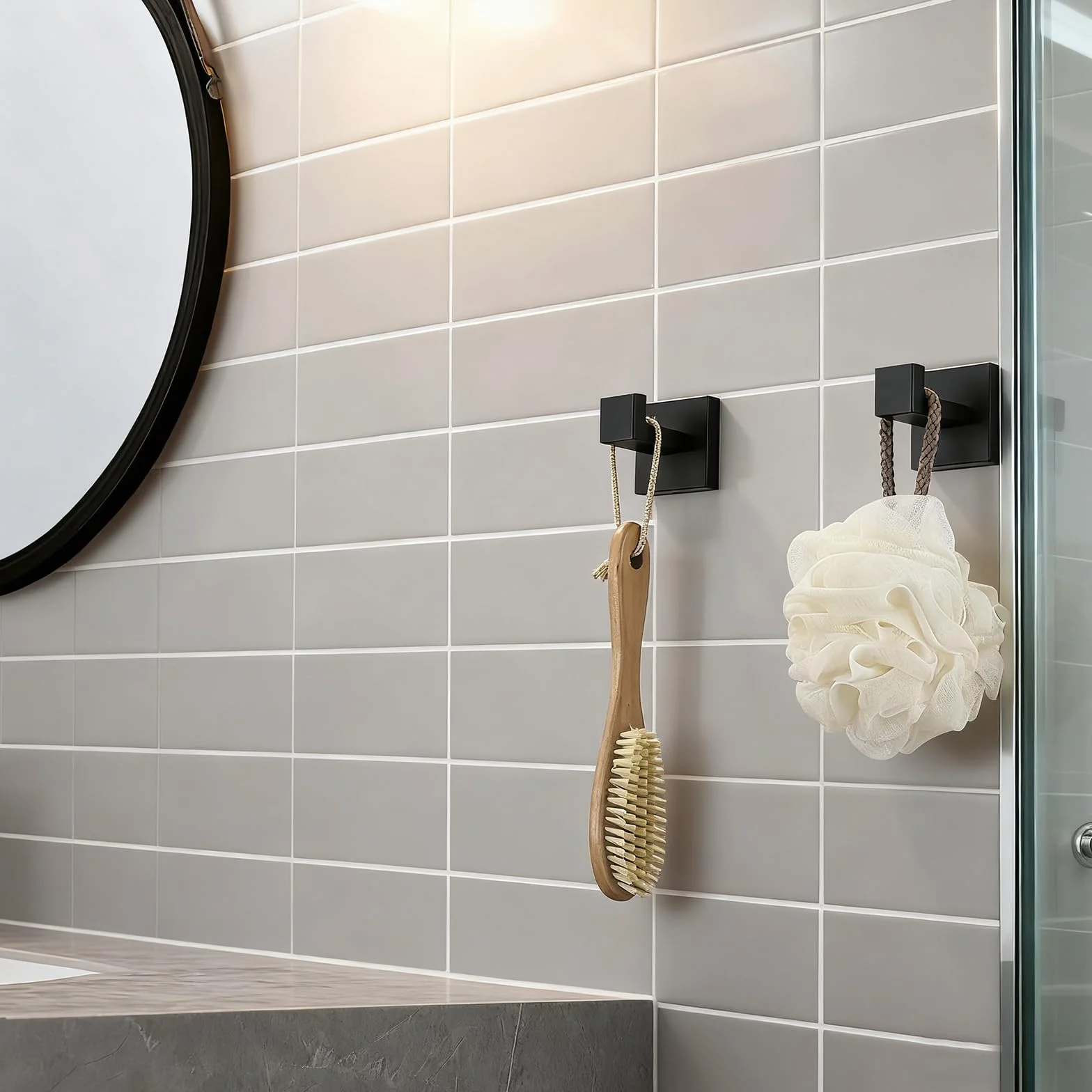 TIANLIN 3 Piezas Colgador Toalla Baño Acero Inoxidable Negro Ganchos Pared Cuadrado