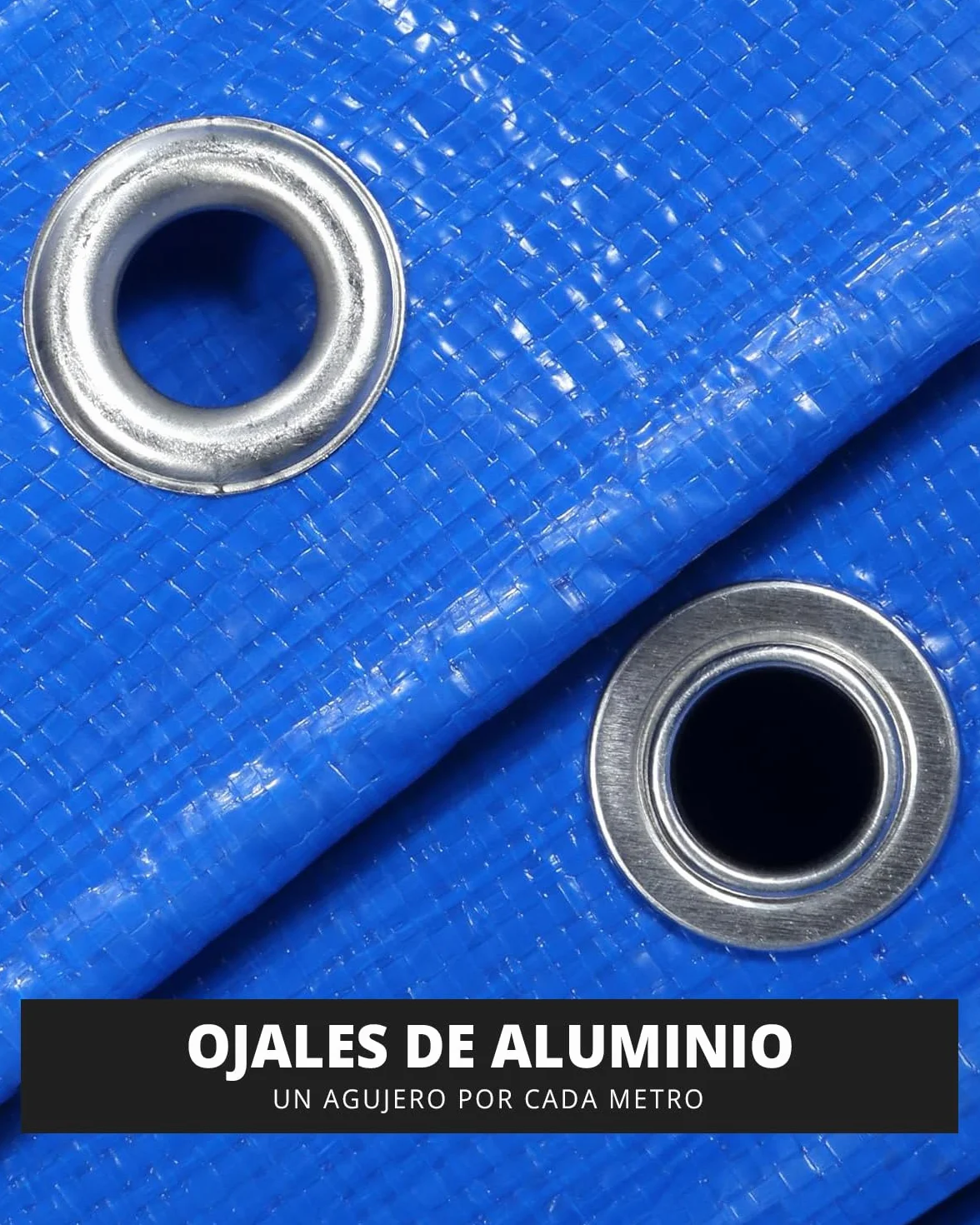 Lona Impermeable para Exterior, Multiusos, 5 x 5 m (Varios Tamaños), Esquinas Reforzadas, Ojales de Aluminio, Color Azul, TBS032