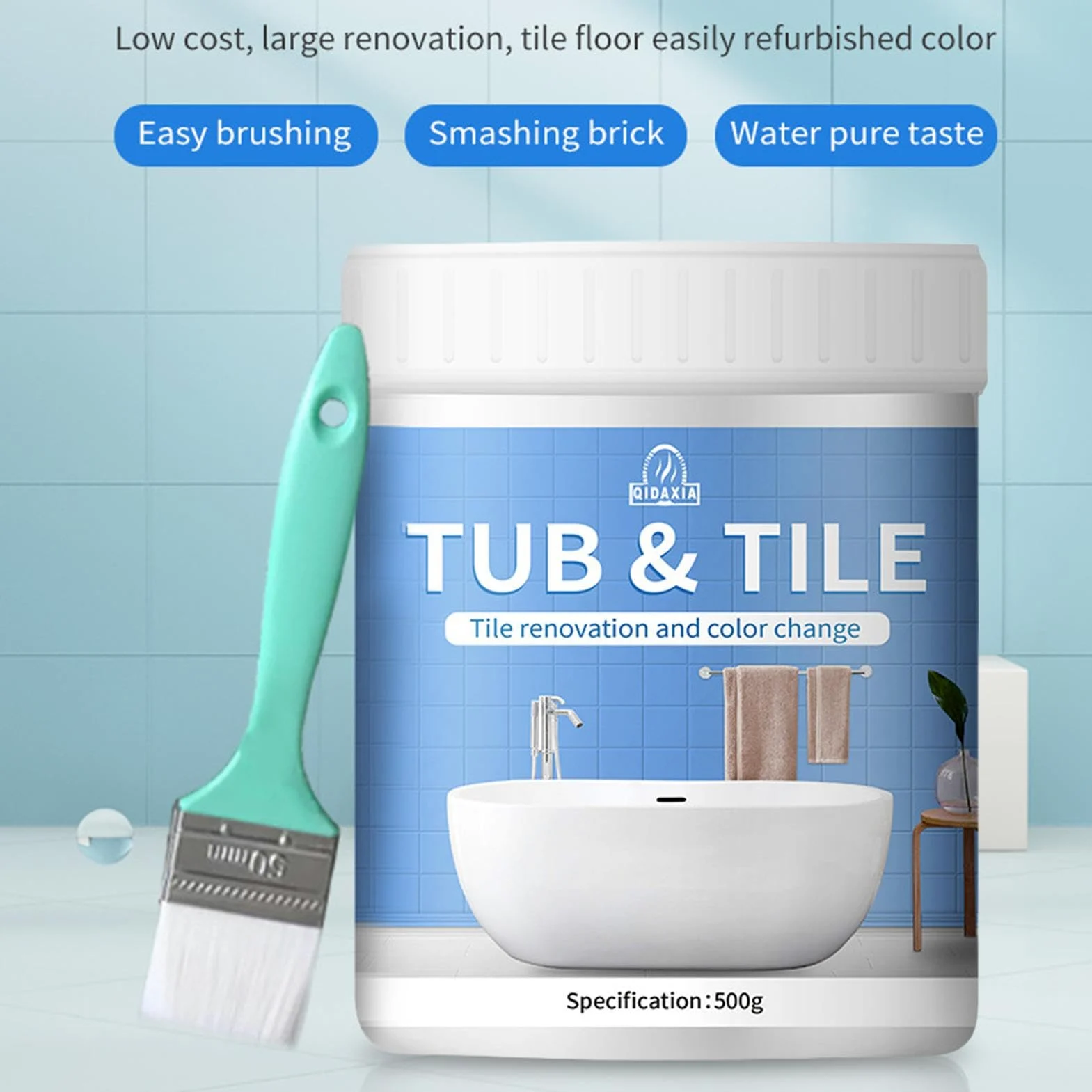 Bathroom Tile Paint Kit, Water Based Quick-Dry Bath Refinishing Kit, Bathtub Cover-up Kit, Water Based Paint For BaBath Tile Refinishing Kit, Bathtub Paint Water Based For Bathtubs, Sinks, Countertops