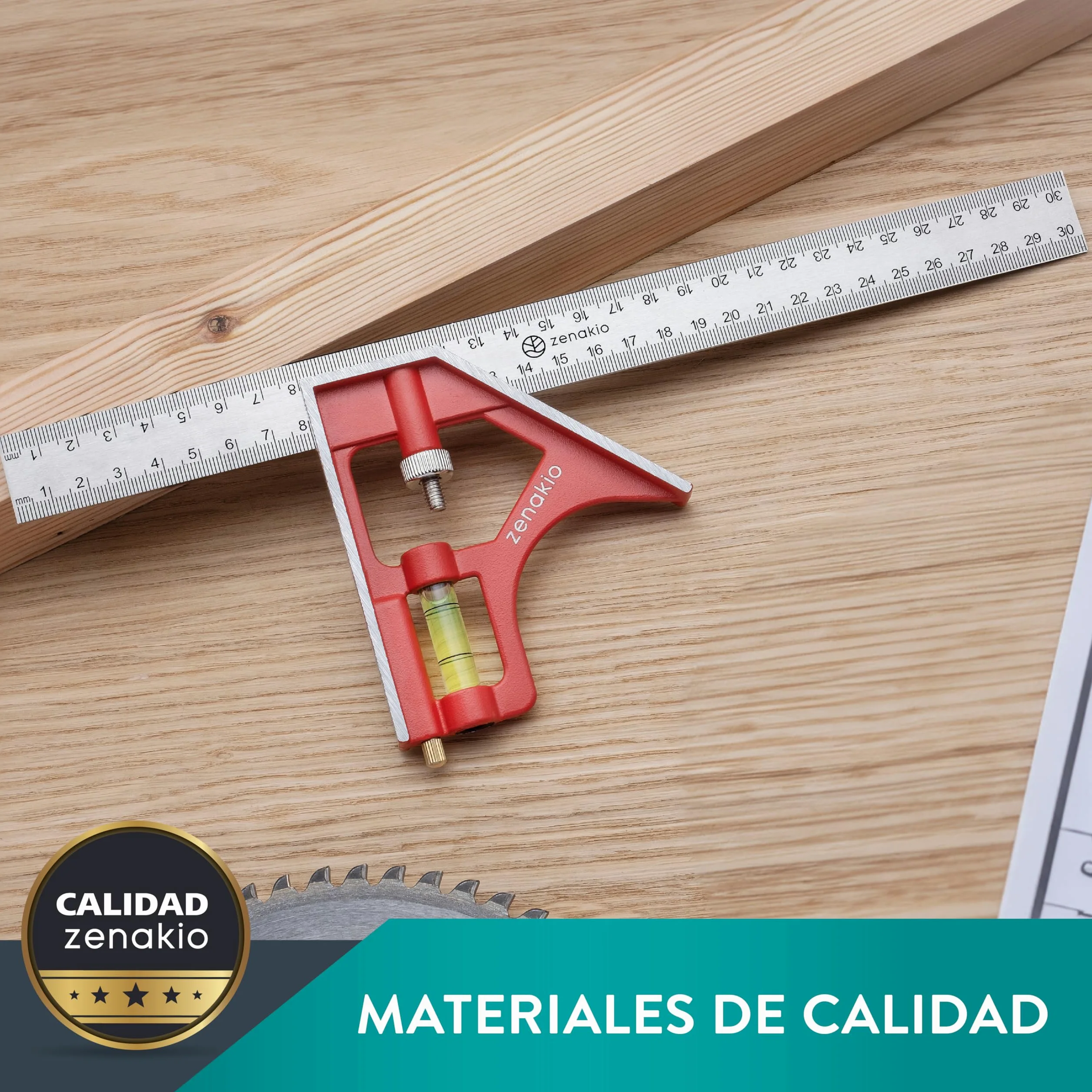 Escuadra Metalica Carpintero 30 cm - Medición y Marcado Preciso - Escuadra Rapida de Angulo de Acero Inoxidable - Perfecta en Trabajos de Madera y Metal - Herramientas Carpinteria Profesional
