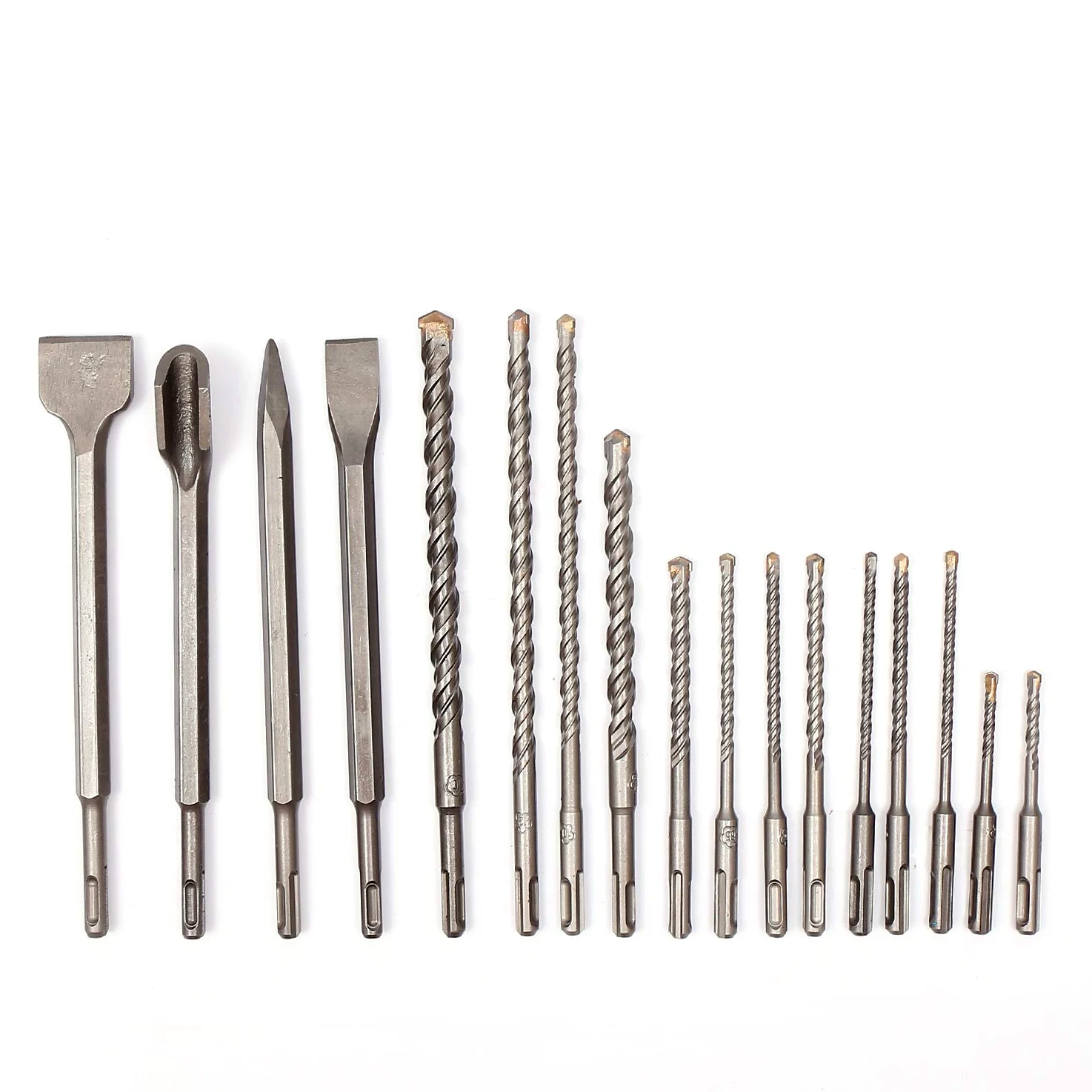 TOPWAY Brocas SDS Plus, 17 Piezas Kit de Brocas y Cinceles SDS Plus, Brocas de Martillo Giratorio SDS-Plus para Albañilería Hormigón Ladrillo Mármol Granito, Estuche de Almacenamiento Incluido