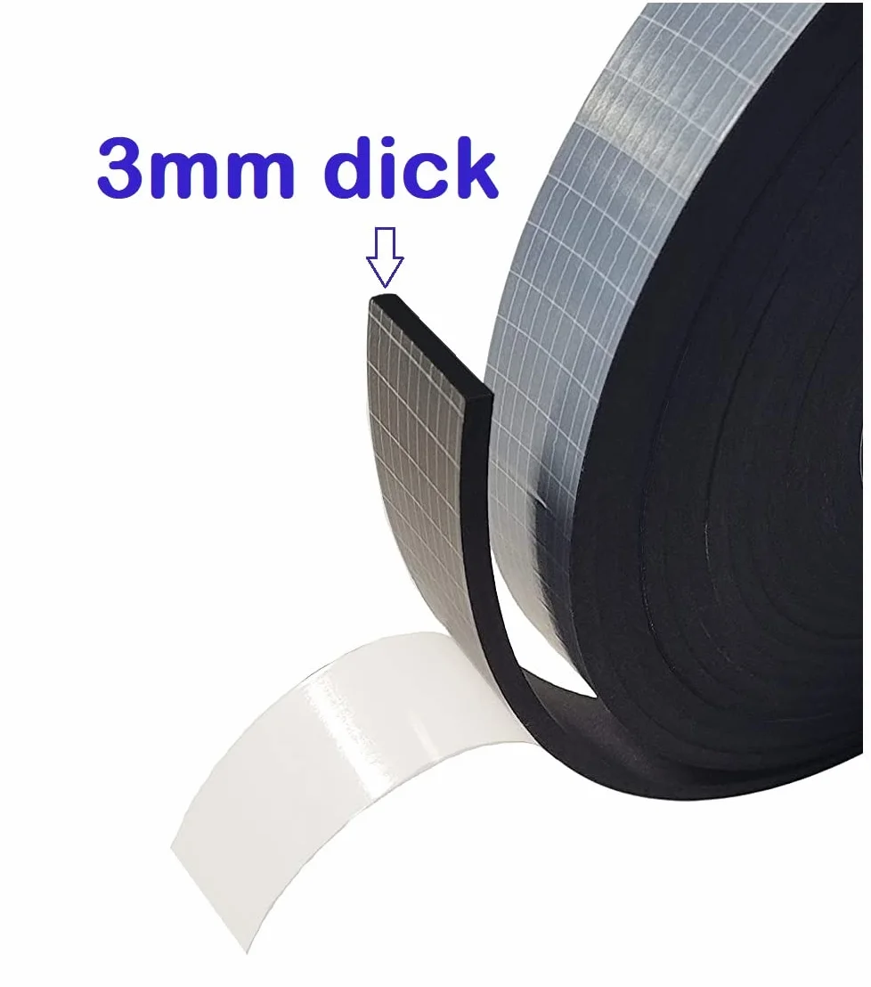 Cinta de sellado EPDM Premium, 3 mm de grosor, autoadhesiva, 10 m por rollo de caucho celular (60 mm x 10 m)