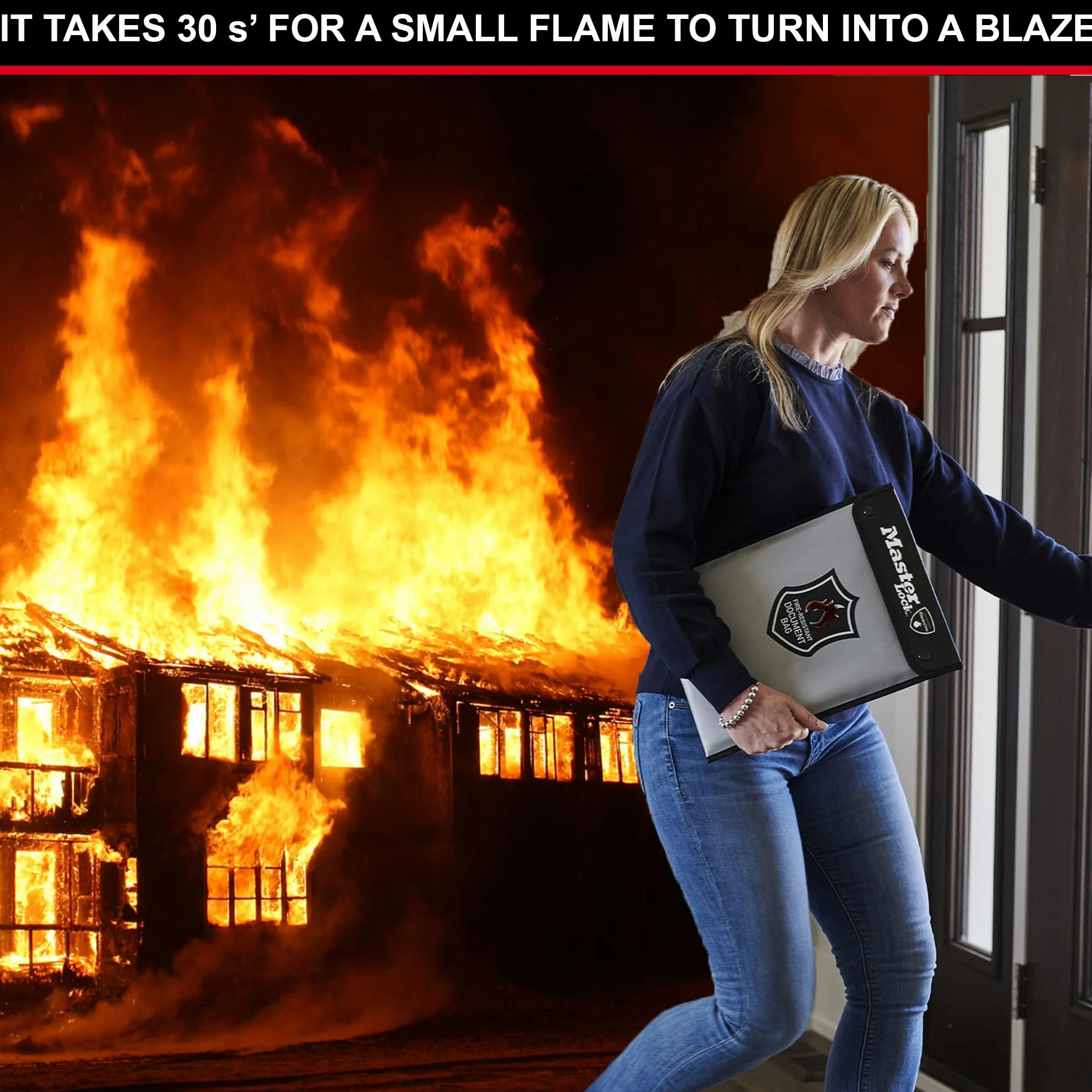 Master Lock FBWLZ0EURHRO Portadocumentos ignífugo con revestimiento de silicona resistente al fuego y al agua