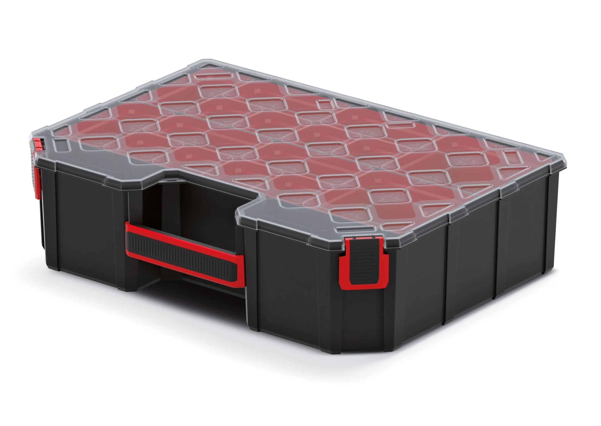 Mivos Caja de almacenamiento 390 x 284 x 60 mm - para objetos pequeños con 12 cajas extraíbles - accesorios - Caja con cierre de rosca - Robusta caja de herramientas para taller - Made in EU