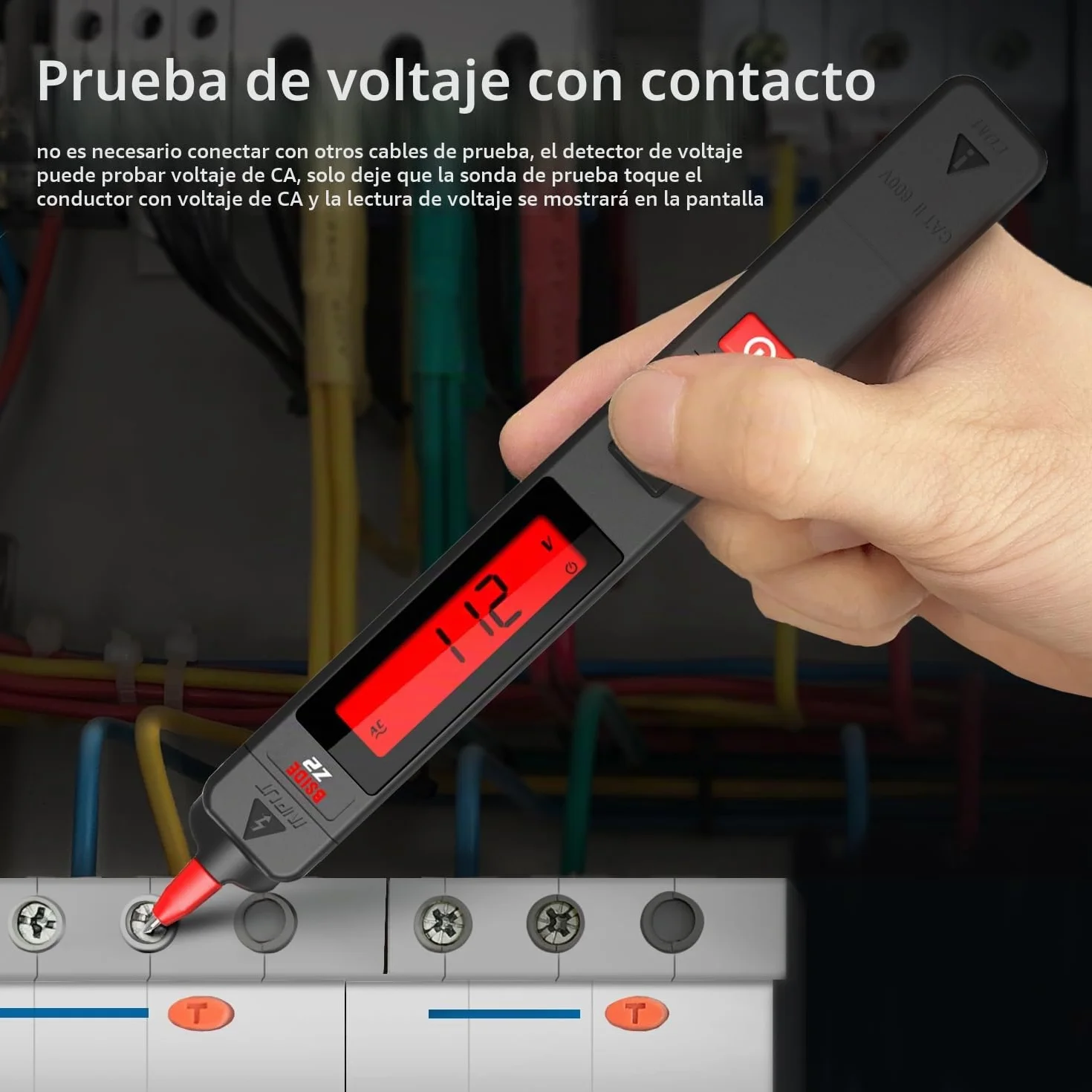 BSIDE Z2 Detector de Electricidad Sin Contacto Bolígrafo Probador de Voltaje AC 12-300V con Zumbador y Alarma Visual Medidor de Fugas Electricas Unipolar con Linterna y Batería para Casa