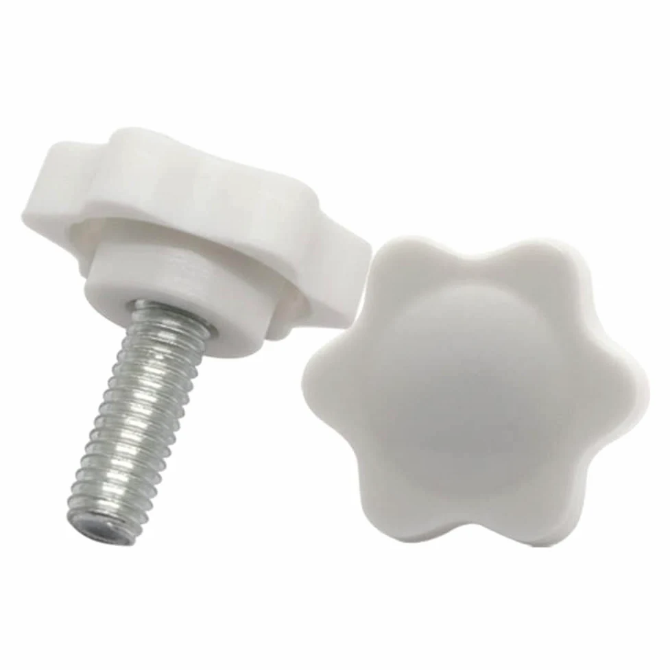 Tornillo de cabeza estrellada Tornillos moleteados con mango de estrella, M6, M8, M10, rosca de 38mm, cabeza de 12-50mm, color blanco, paquete de 5(M10*25mm)