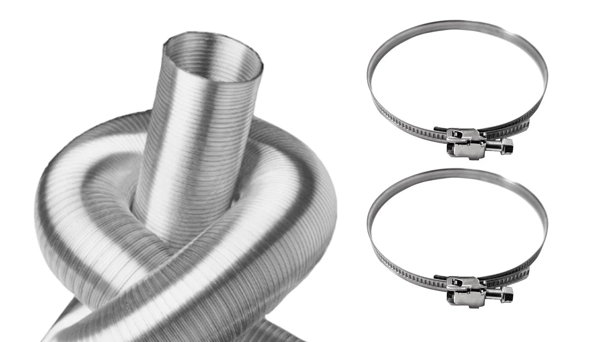 Intelmann Tubo flexible de aluminio, 180 mm, longitud 3 m + 2 abrazaderas de acero inoxidable