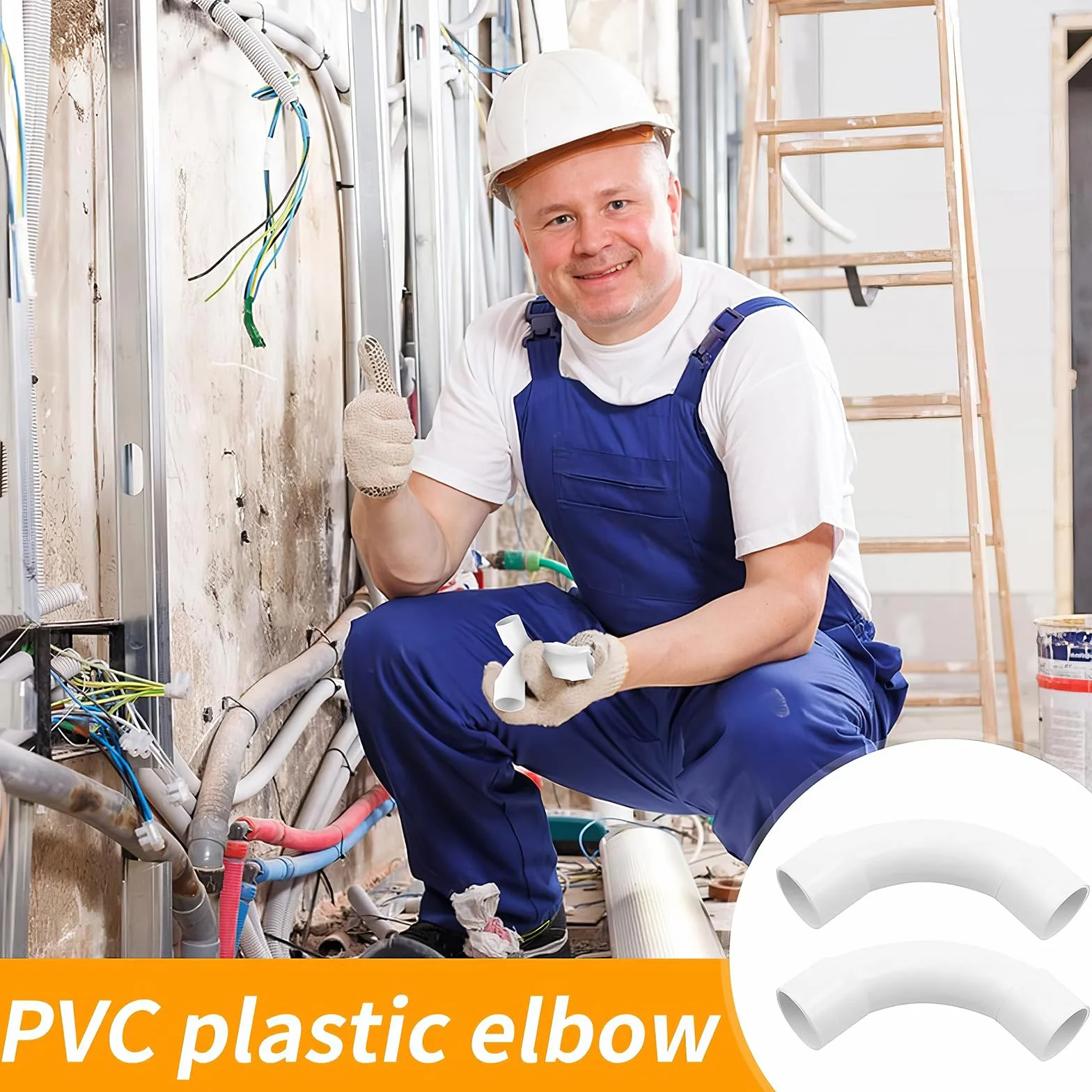 Codo de Tubo,Tubo Redondo Rígido del PVC,Conectores de 90 Grados de Tubería,Tubo de Conducto de Plástico Cable Canal Instalación para Canal Exterior y Interior Casa Sótano Techo,12 Piezas,16mm