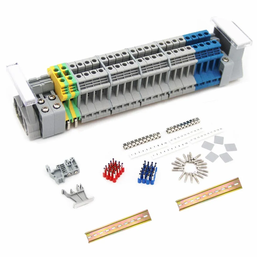 JINXM UK-2.5B Bloque de Terminal Conector de Terminal de Clip Eléctricos en Riel DIN Kit de Terminales de Clase Universal para Bricolaje Eléctrico y Pequeños Hogares Proyectos