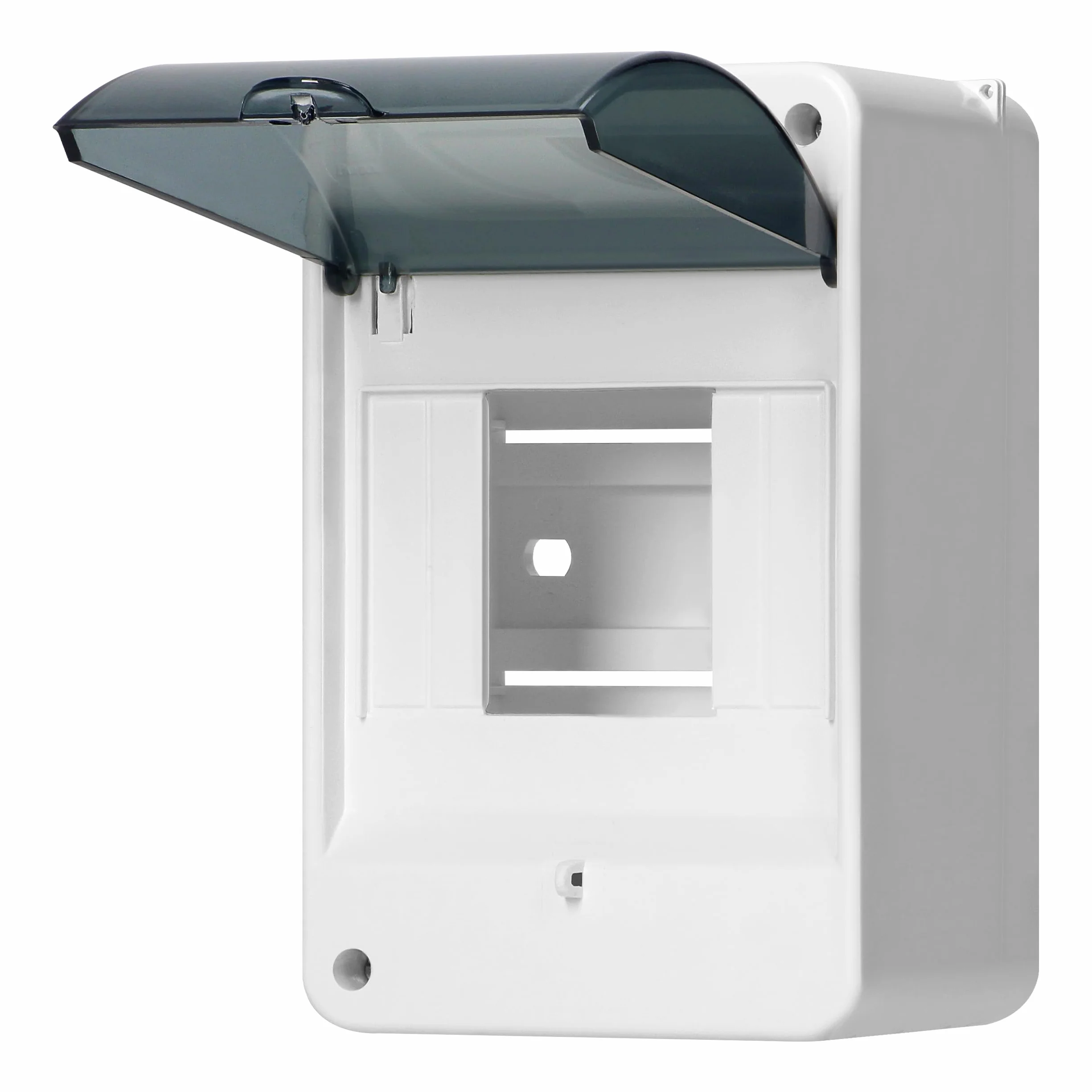 Caja Distribucion Electrica Modular Carcasa Plástica IP40 Caja Estanca Exterior Electrica con Tapa Ahumada - Cuadro Electrico Superficie con N+PE 1 Fila (4 módulos)