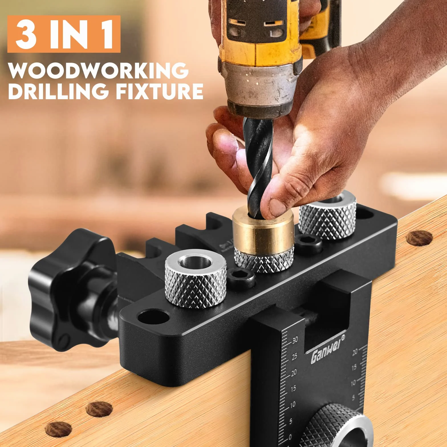 Pocket Hole Jig 3 en 1 Kit de Plantilla de Orificio de Bolsillo con Broca de 8/10/15 mm para Carpintería