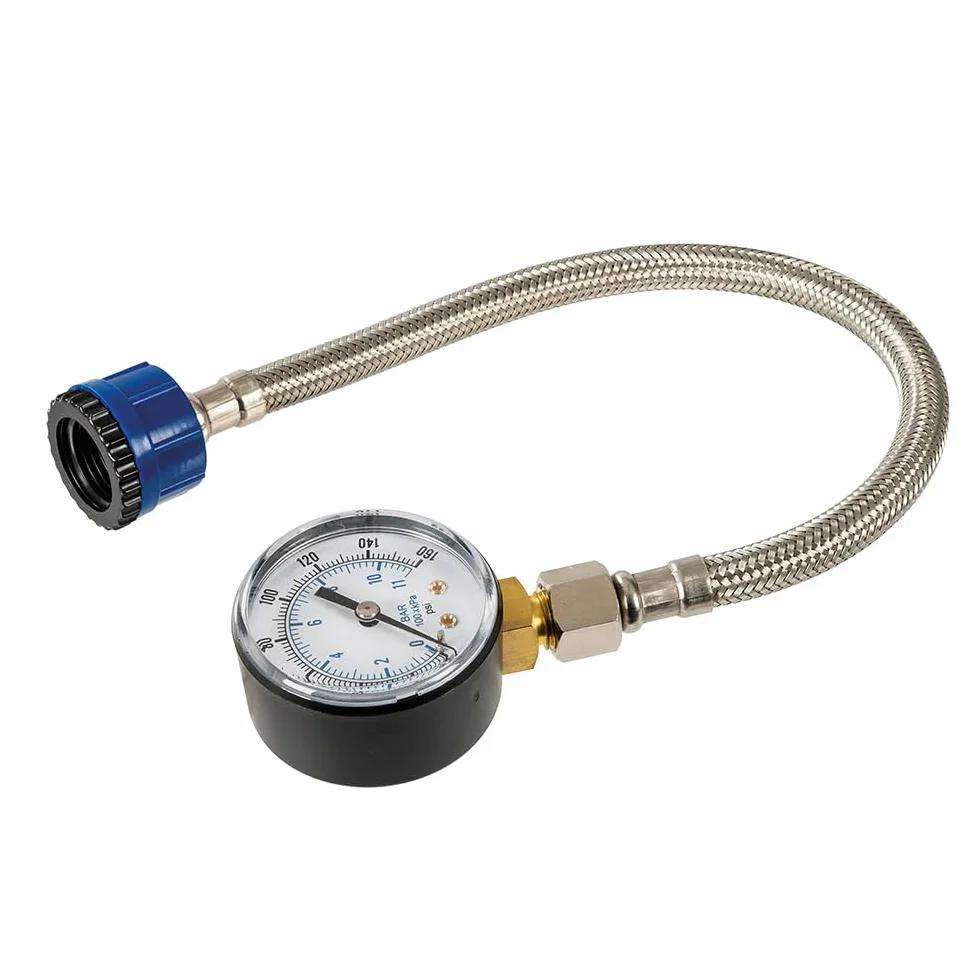 Silverline Tools 482913 Manómetro con Tubo Flexible para Tuberías de Agua, 0-11 Bar (0-160 psi)