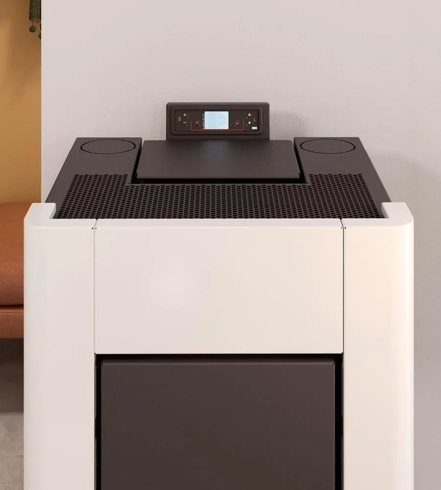 Prince Plus 11 - Estufa de pellets canalizada (10,5 kW, depósito de 25 kg, volumen calorífico 294 m³, metal, antracita)