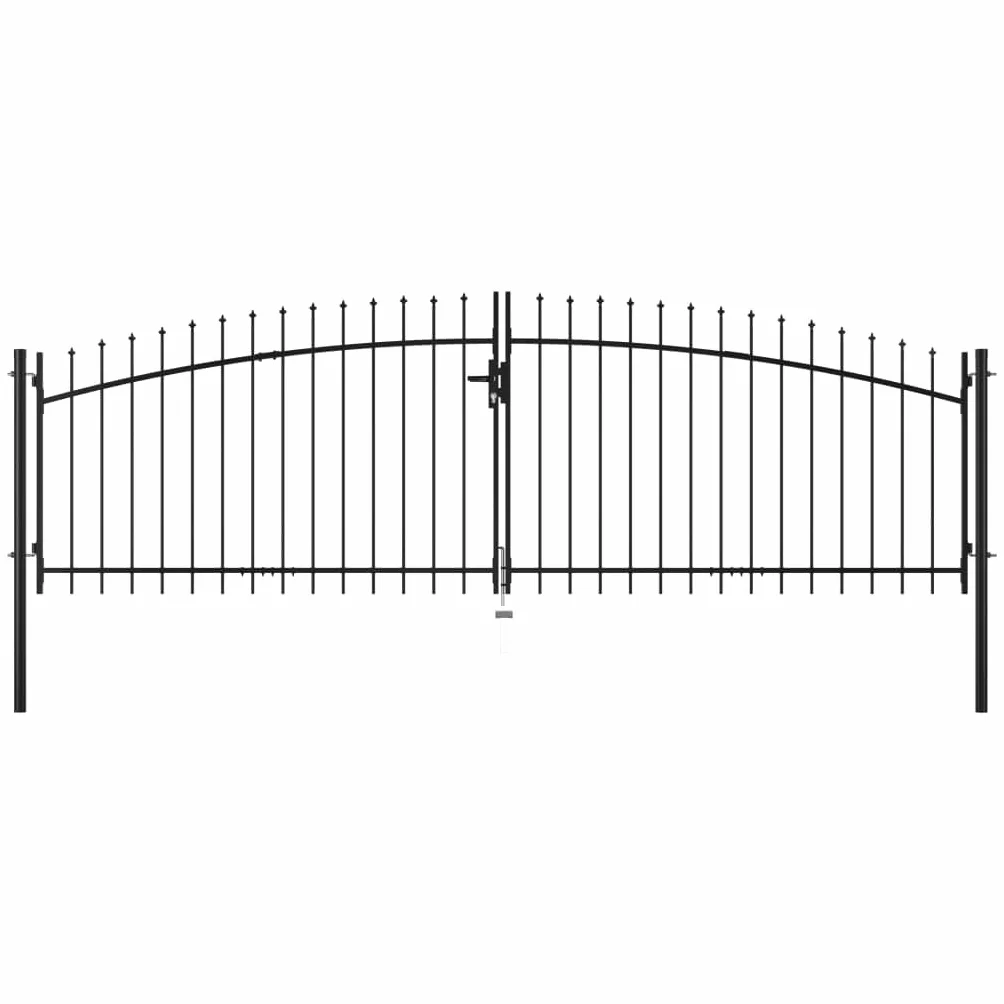 Puerta doble para valla Vallas Para Jardin Metalicas Puerta Jardin Metalica Puertas Metalicas Exterior Puerta De Verja Reja MetáLica PráCtica y Moderna 400x200 cm con puntas de lanza