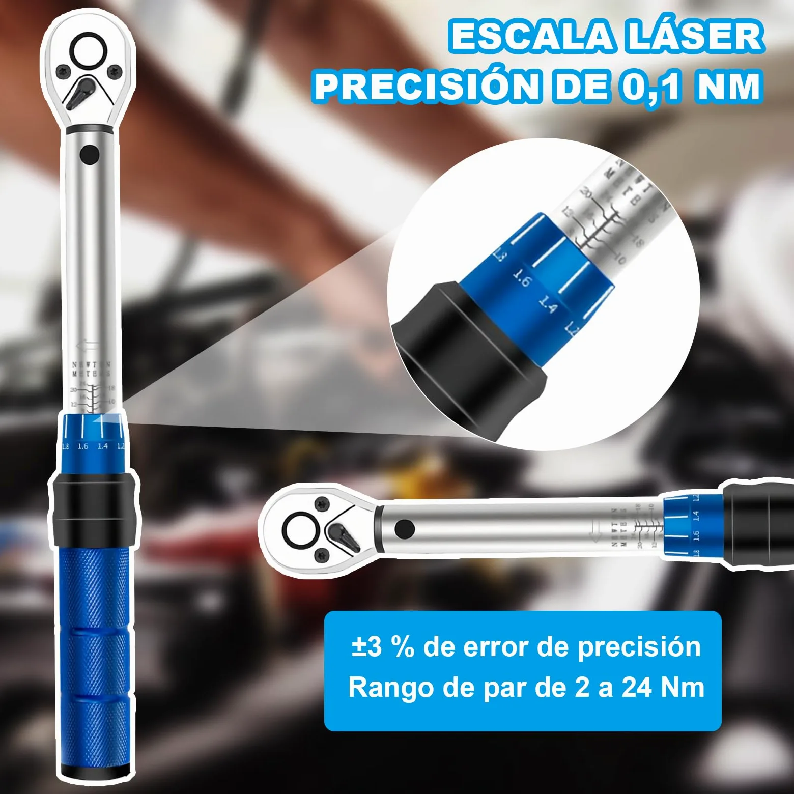 15 Piezas Llave Dinamometrica 1/4'' 2-24 Nm, Llave Dinamométrica Bicicleta Doble Dirección, Precisión de Error ±3%, Ajustable 72 Dientes con Broca y Varilla de Extensión para Bicicleta, Moto