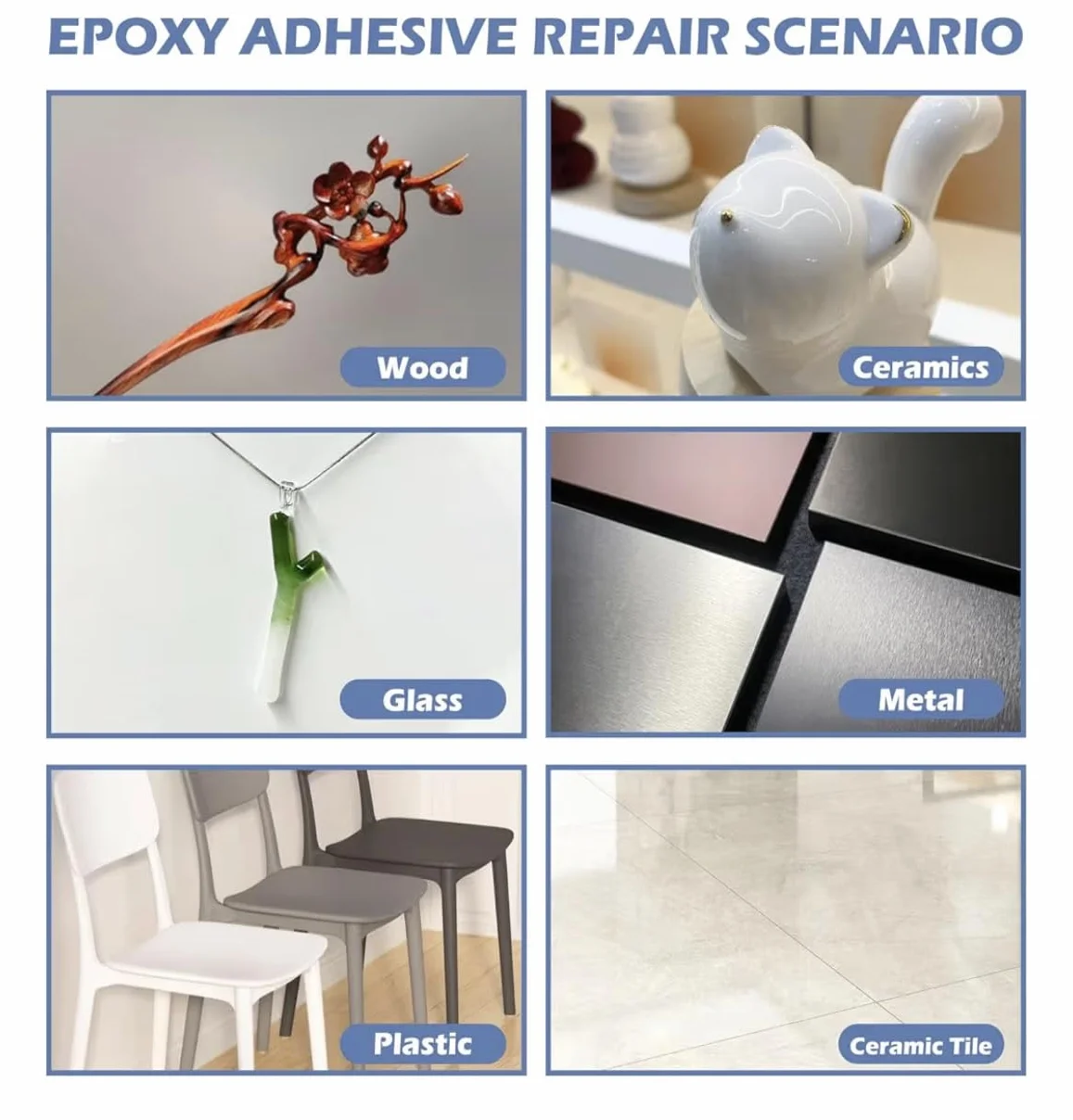 Pegamento Epoxi Profesional Ultrafuerte 300gr Resina Epoxi Extra Fuerte para Reparación Rapida, Adhesivo Epoxi 5 minutos para Madera, Cerámica, Metal, Fibra de Carbono