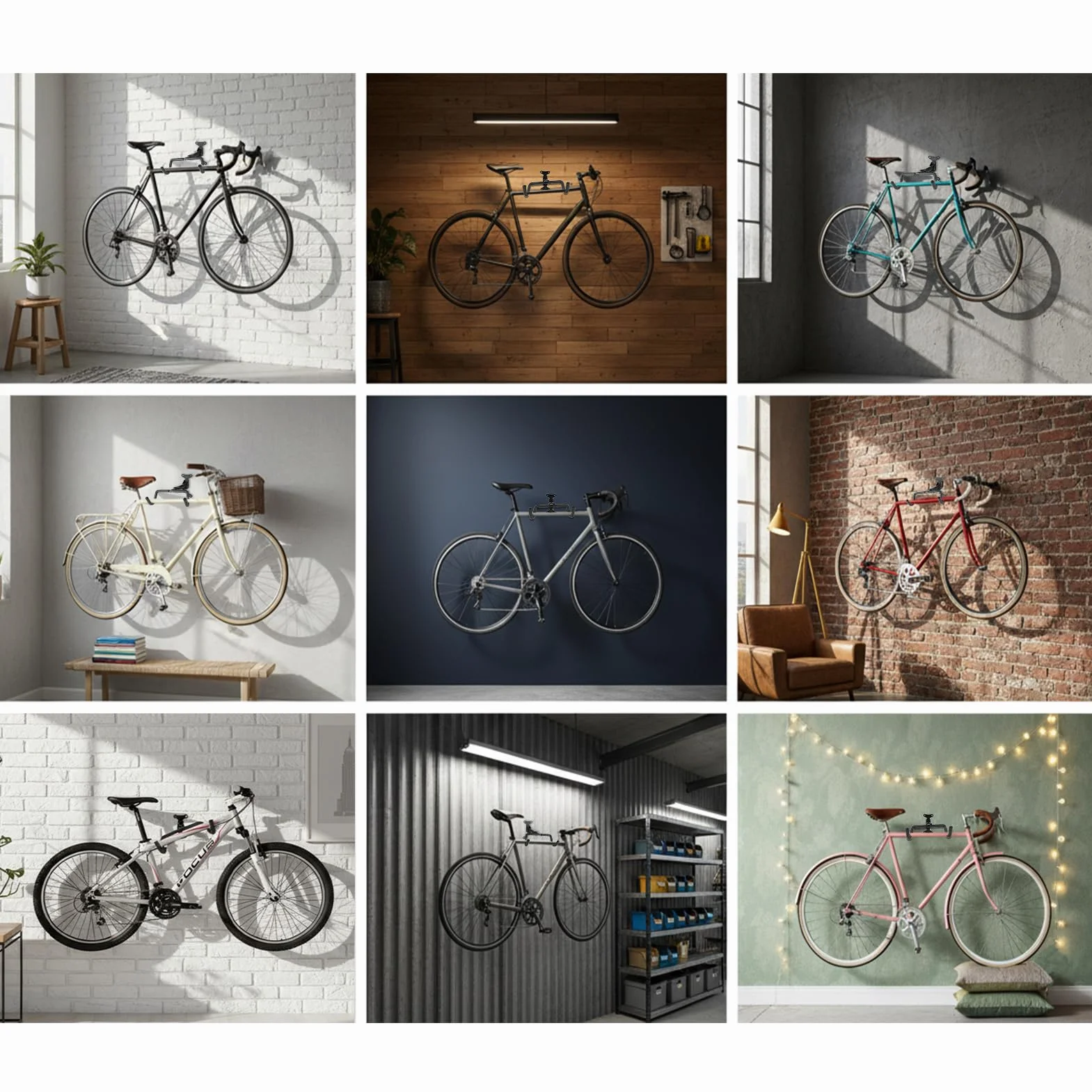 Soportes de Pared para Bicicleta 30 kg 360° Brazo Telescópico Plegable 90° Protección EVA 8 mm