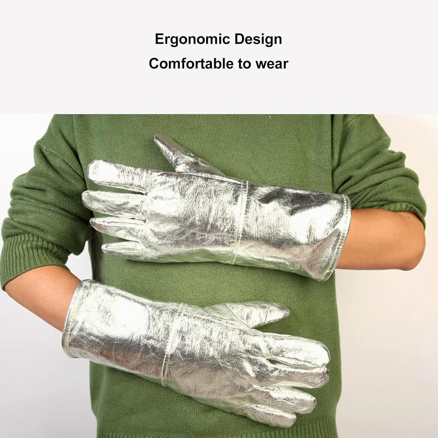Guantes de Soldadura Aluminizados, Guantes Resistentes Al Calor, Guantes a Prueba de Fuego, Guantes de Trabajo de Seguridad para Fundición de Metales