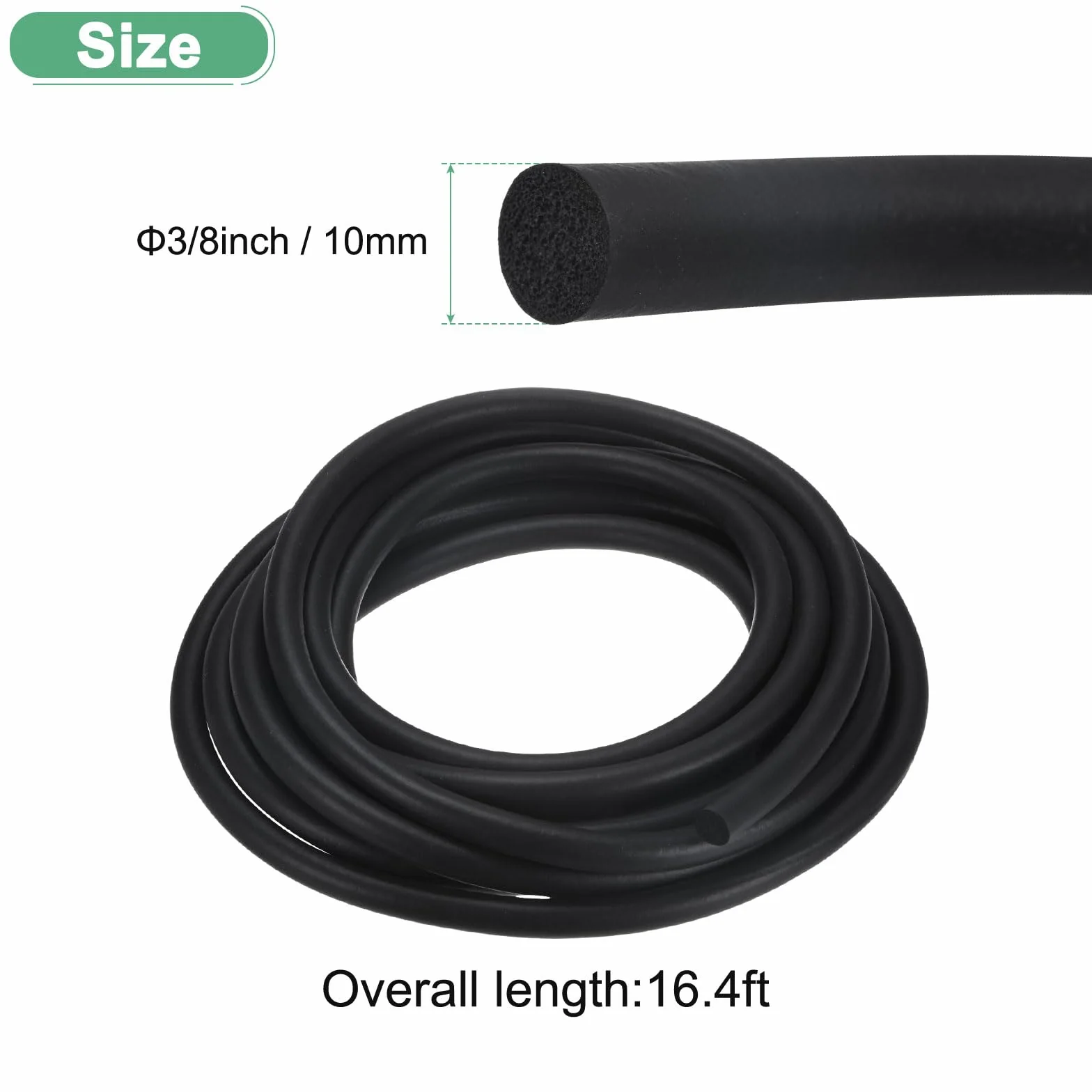 M METERXITY Barra De Soporte De Espuma 16.4 Pies X 3/8" (L X D) Barra De Soporte De Espuma Ahorrador De Calafateo Barra De Soporte De Goma Relleno [Negro]