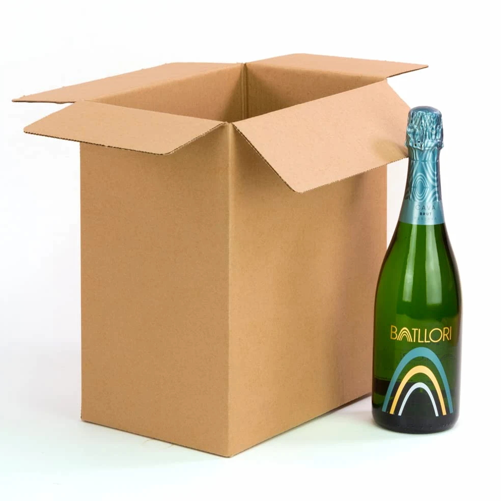 ONLY BOXES Pack 10 cajas cartón para 6 botellas de Vino Cava Champagne Licor con colmena separadora incorporada fabricada cartón ondulado. Apta para empaquetar cajas de 6 botellas, AMA725