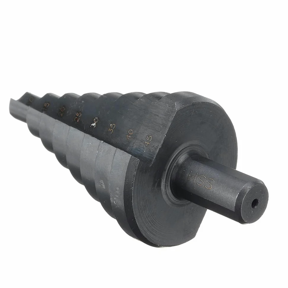 Broca escalonada de 10-45 mm Hss Paso de titanio o nitruro Recubrimiento de cono Broca de taladro - Oro