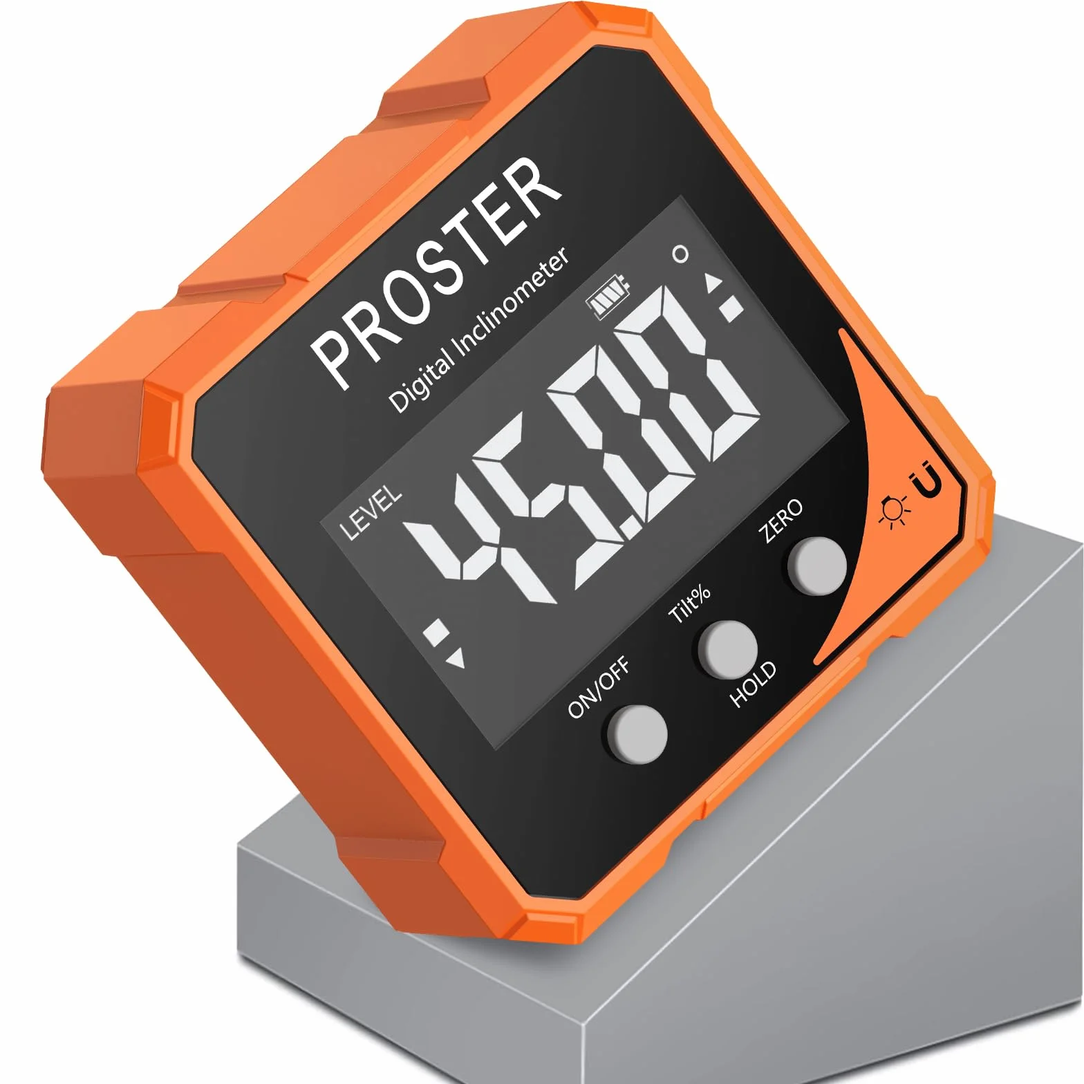 Proster Inclinómetro Digital con 4 Lados Magnéticos Nivel Digital 4x90° con Pantalla LCD VA IP54 Impermeable Buscador de Ángulo Digital para Carpintería Trabajos en Madera