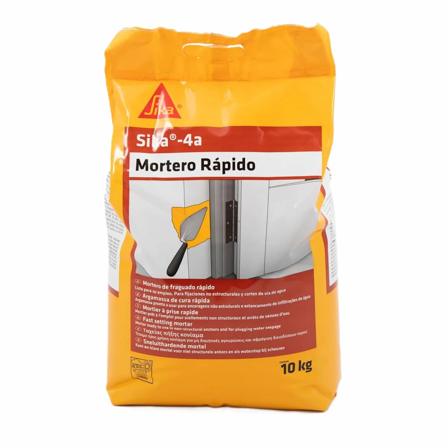 SIKA - Mortero rápido - Sika 4A - Gris - Listo para su empleo - Para fijaciones de marcos, anclajes no estructurales y para cortar filtraciones de agua - 10kg