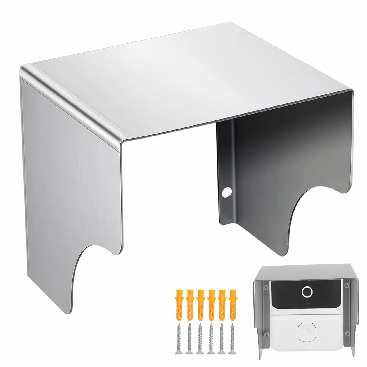 DOITOOL Protector De Timbre Exterior De Acero Inoxidable - DiseñO Sin Fondo 125mm - Cubierta Lluvia Portero Automatico - Caja Protectora MetáLica Para Enchufe Lluvia Y Videoportero Inox