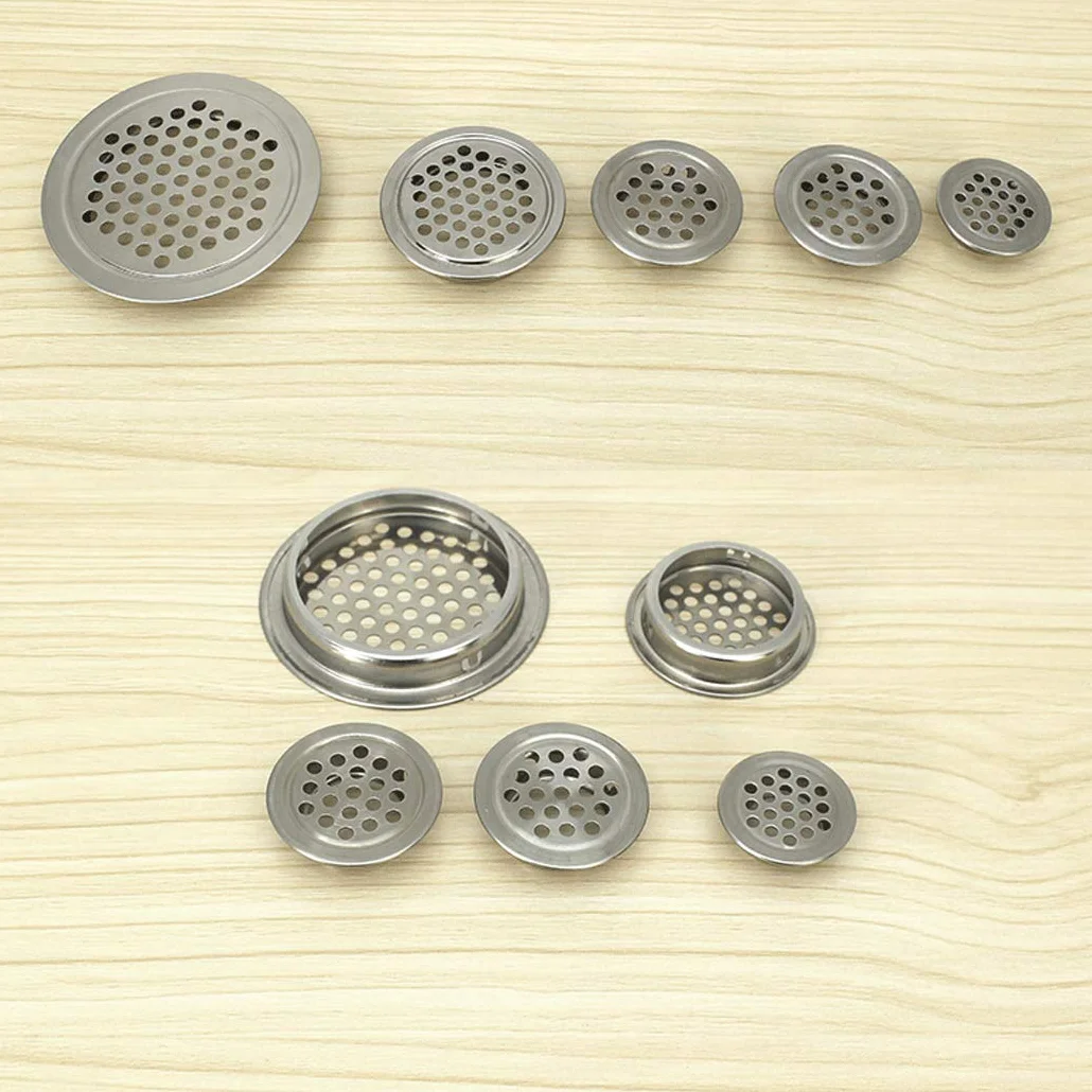 Cubiertas de ventilación de 25 mm circulares planas de acero inoxidable con orificio de malla para armario, baño, oficina, cocina, ventilación de 20 piezas
