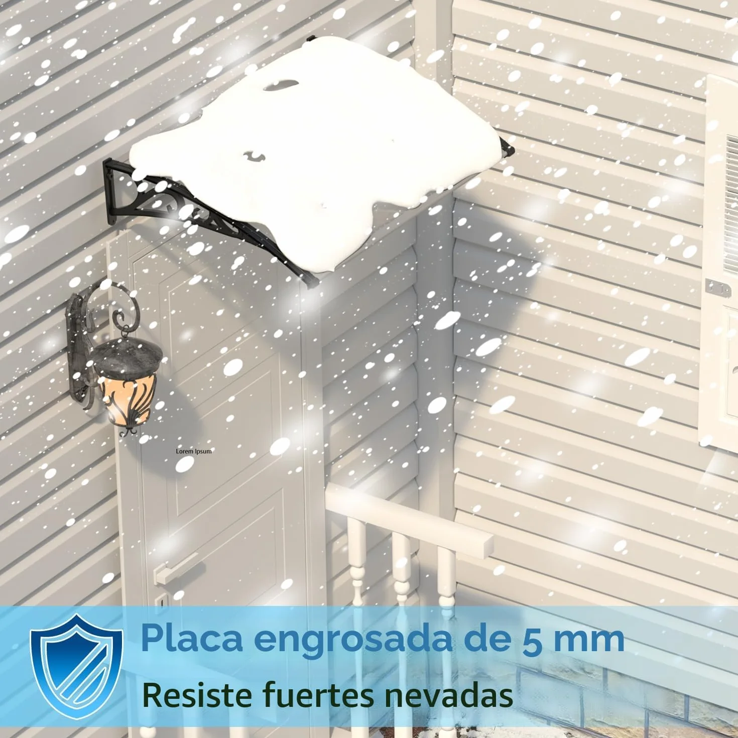 Sonnewelt Marquesina Puerta Entrada 100x120 cm Techo Policarbonato Hueco 5 mm Estructura ABS Arco Transparente Inclinado Protección Lluvia Sol