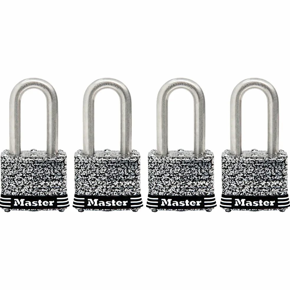 Master Lock 3SSQLF - Candado de acero inoxidable para exteriores con llave, paquete de 4 llaves iguales