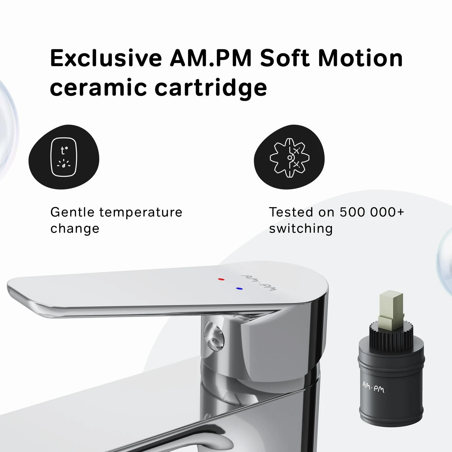 AM.PM Hit FTA02200,Grifo de lavabo con mezclador monomando, cartucho de cerámica SoftMotion, Aerator, resistente a los arañazos, en 2 alturas de caña: 102 mm o 193 mm, 5 años de garantía