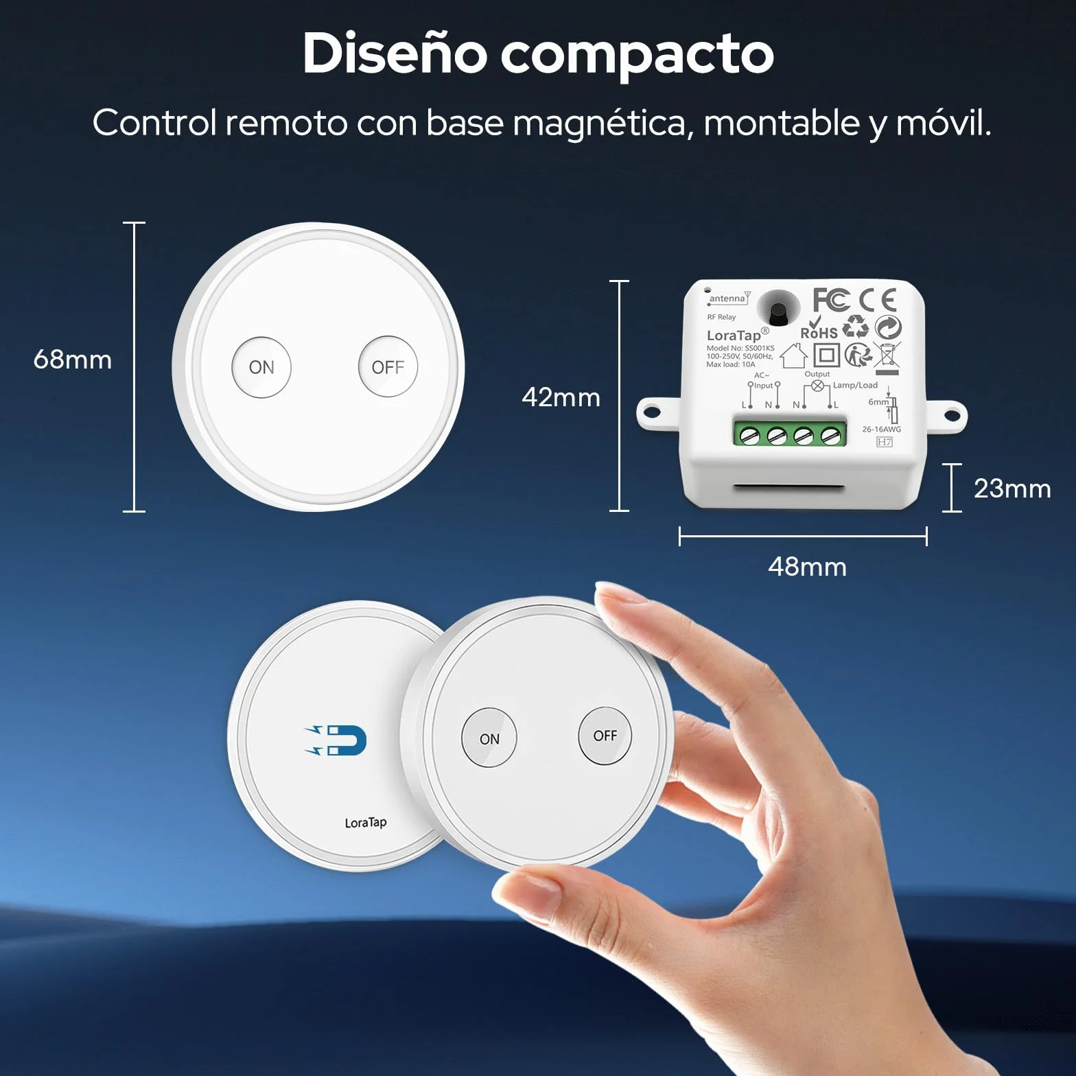 LoraTap Interruptor Inalámbrico RF 868MHz Kit Control Remoto 200m