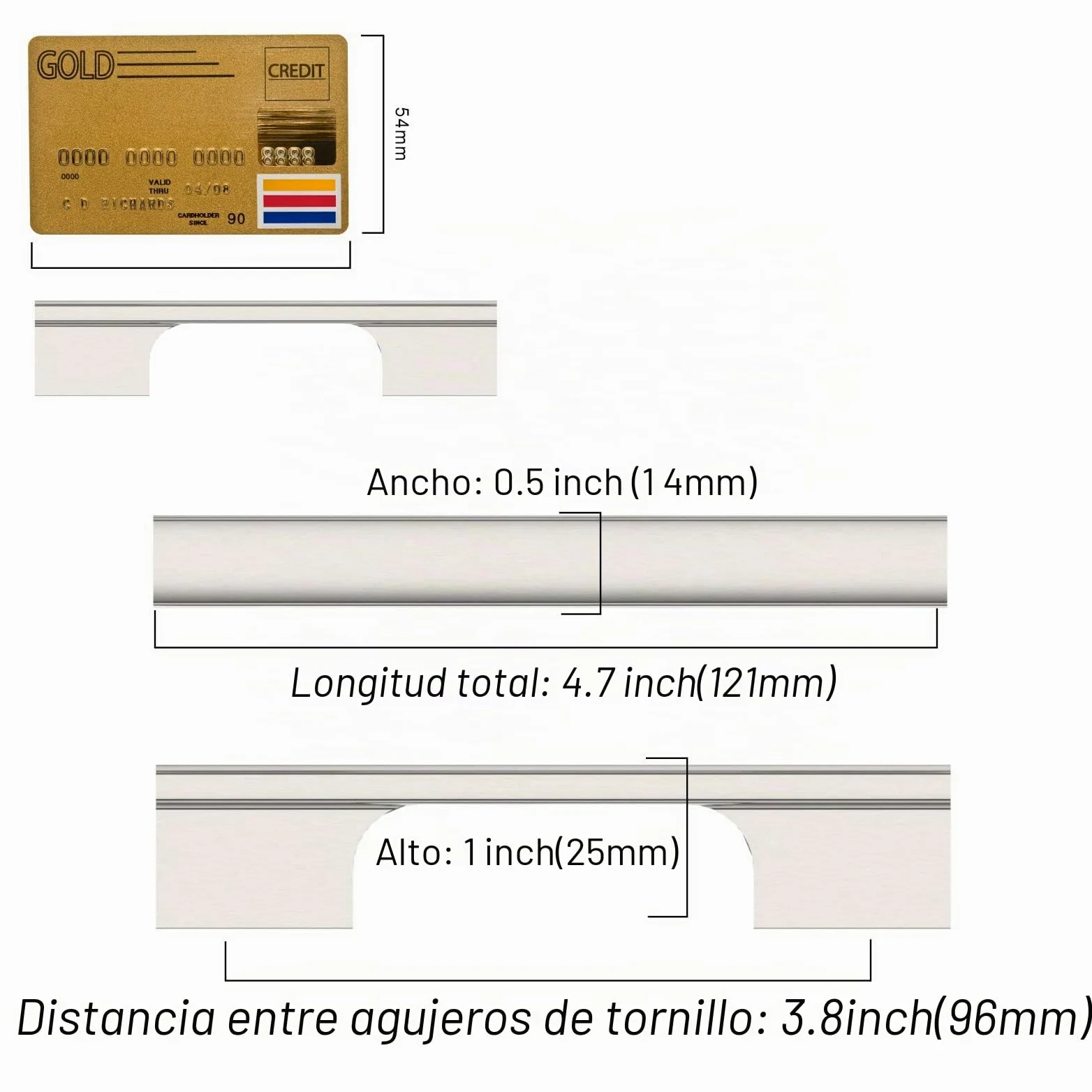 Amerdeco 10 Piezas Tiradores de Cocina 96mm Plata para Armarios y Cajones - Aleación de Zinc - UK0048