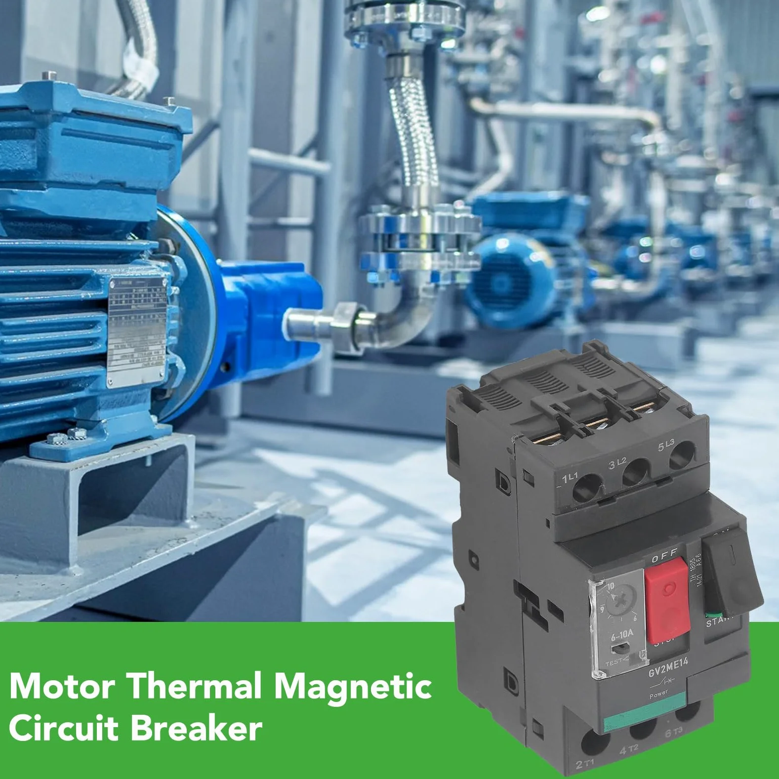 Disyuntor Magnético Térmico del Motor para Protección del Motor AC690V, Funcionamiento Estable y Seguro para Uso Industrial (GV2-ME14 6-10A)
