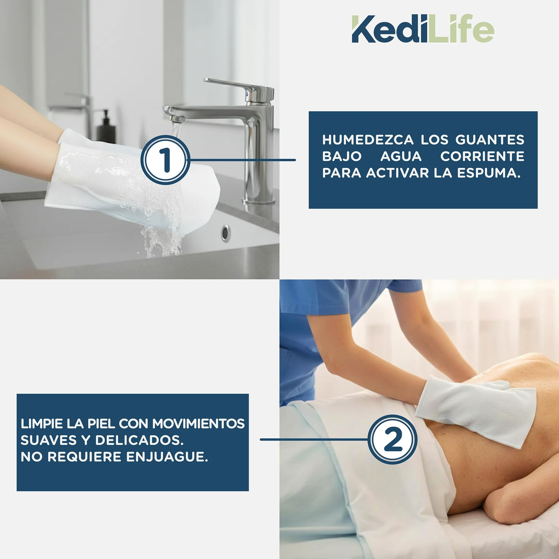 200 Manoplas Saponadas Desechables para Adultos y Niños - Guantes de Baño Ideales para Pacientes Encamados y Postoperatorio - 4 Paquetes de 50 Manoplas Esponjas Jabonosas