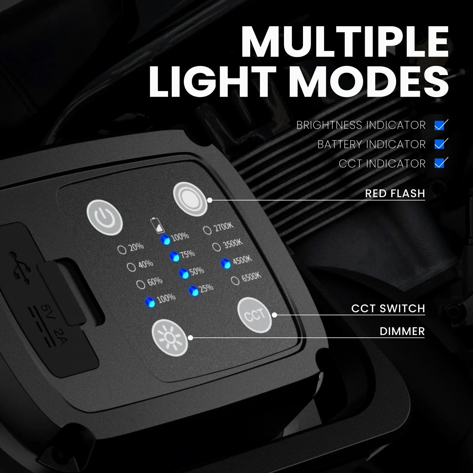 Foco de Trabajo LED Recargable, Luz de Trabajo Portátil Magnética LED COB 2000Lm, 4 Colores de Iluminación, Para Reparación de Automóviles Construcción Camping