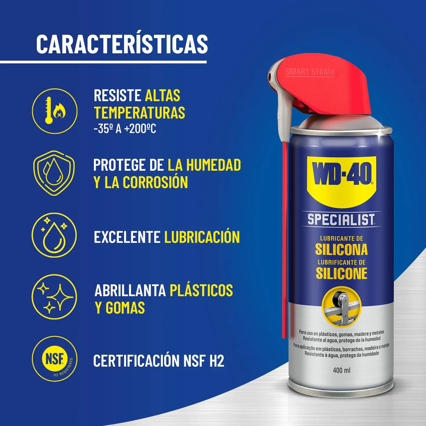 WD-40 Specialist - Lubricante de Silicona 400ml - Pack de 2 unidades