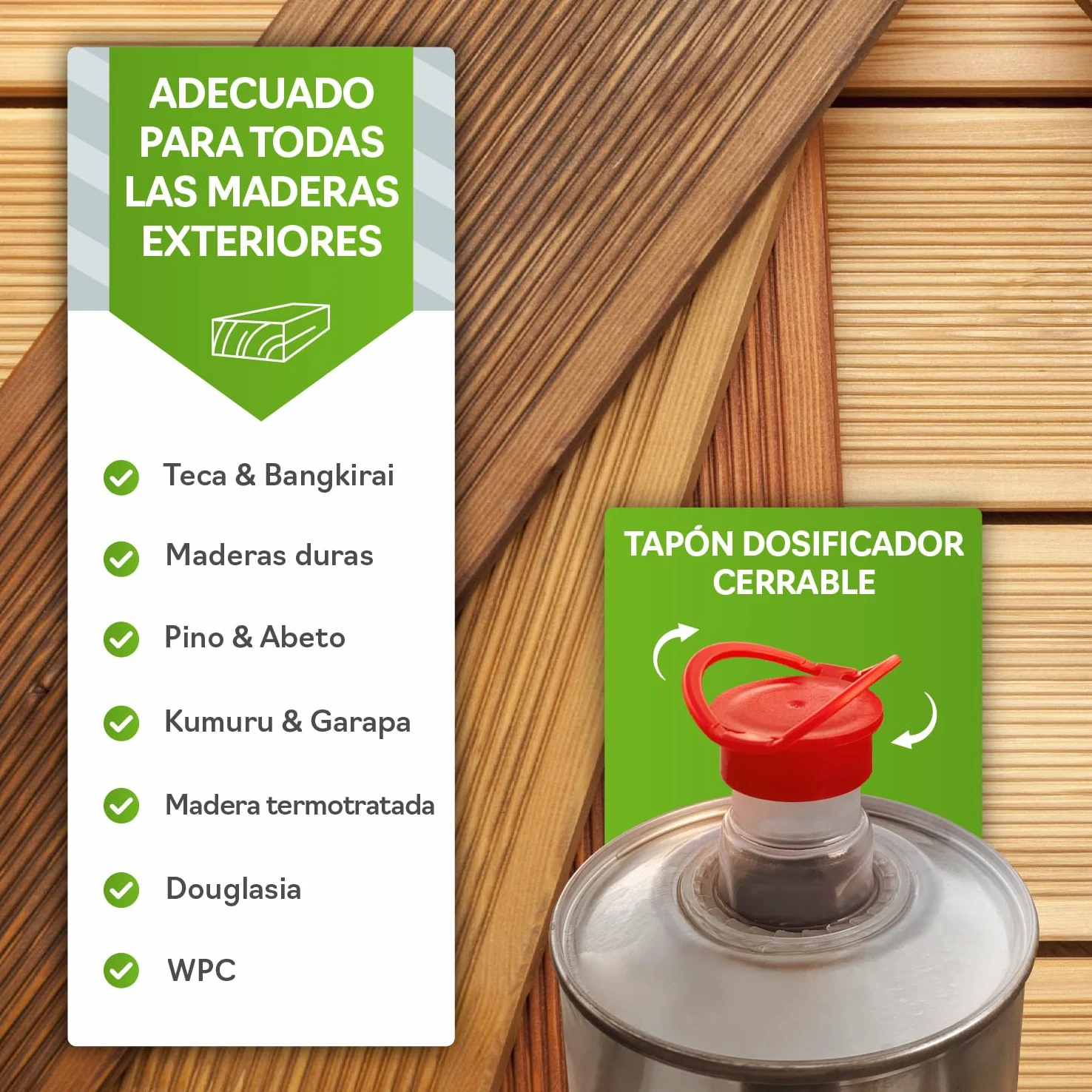 Nordicare Aceite para madera exterior [1L] Aceite para teca, roble, acacia o alerce | Aceite para la protección de la madera en exteriores | Aceite de teca para muebles de jardín