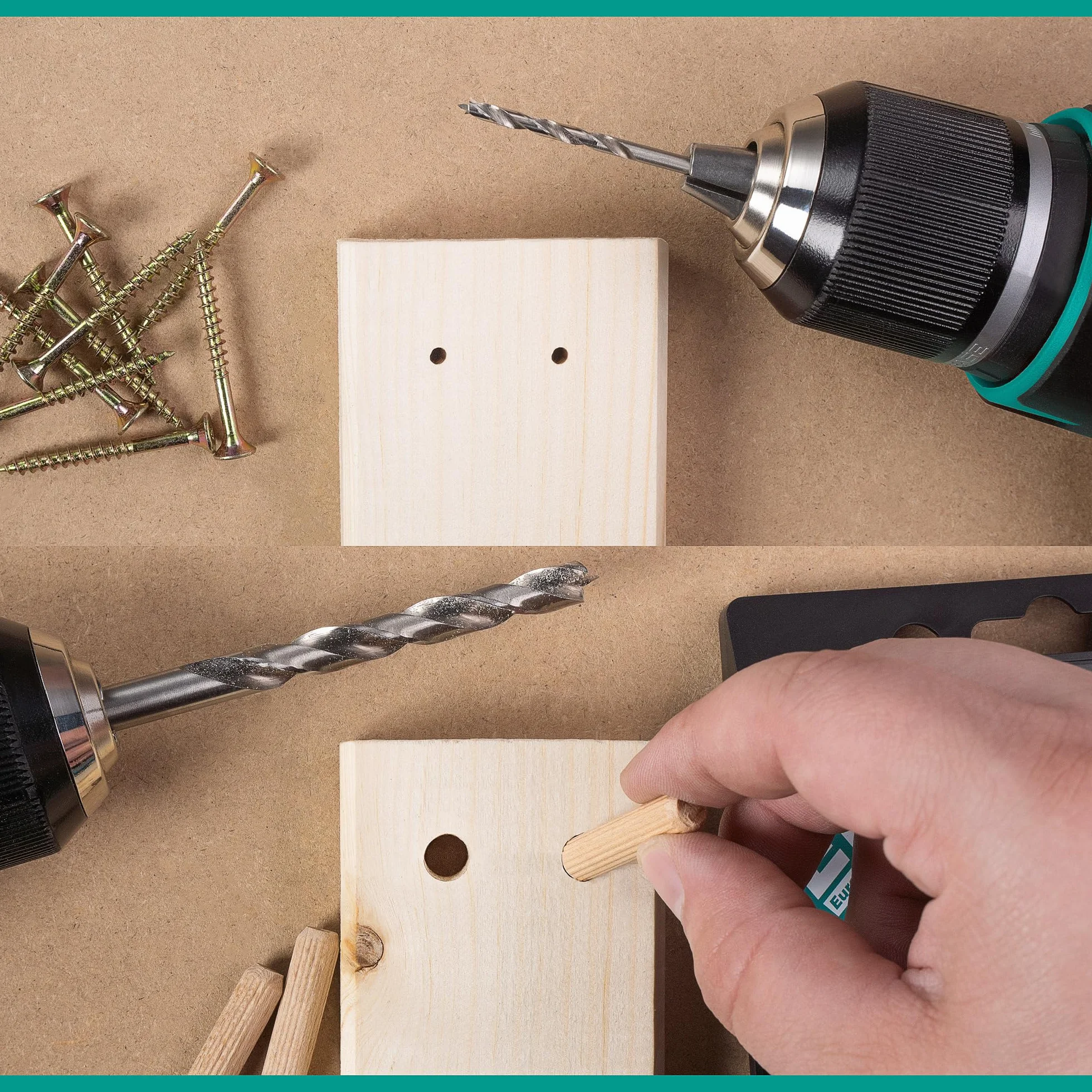 ENT 09248 Juego de 8 brocas para madera HSS-G - 3-10 mm - brocas helicoidales afiladas en HSS