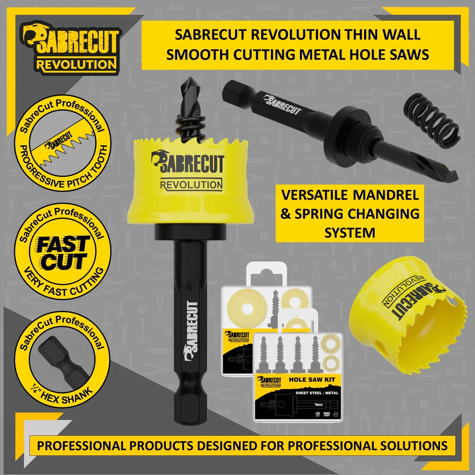 SabreCut 6pcs HSMK5A 16mm 20mm 22mm 25mm 32mm HSS M42 Cobalto Kit corona | M42 cobalt corte edges y progressive teeth proporcionan rápido, suave y duradero hole corte en sheet steel, madera y plástico