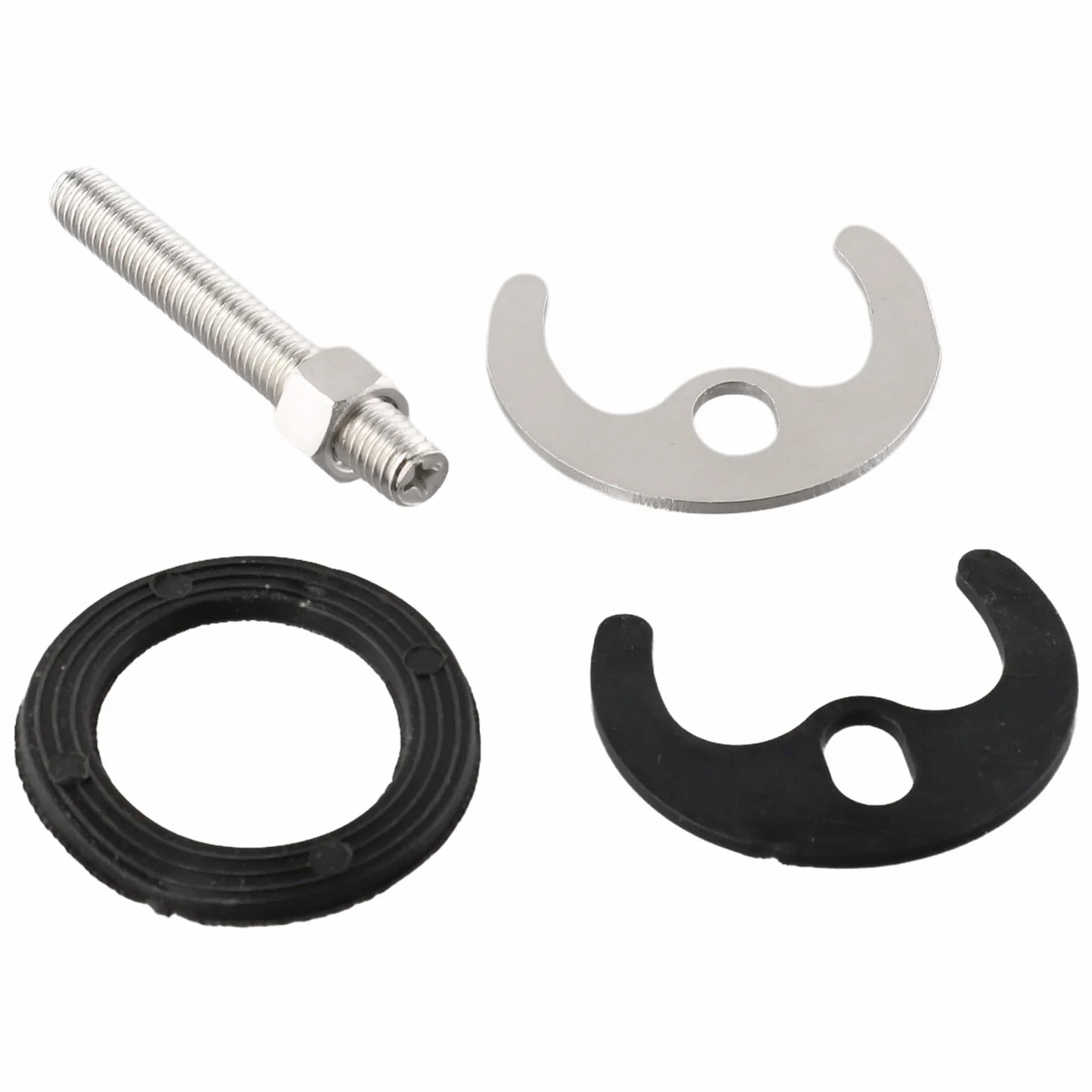 Niceminiwall Kit de reparación de grifo de fregadero de cocina, juego de montaje monobloque de 4 piezas con perno de 60 mm, junta de acero, arandela de goma para grifo de lavabo, piezas de reparación