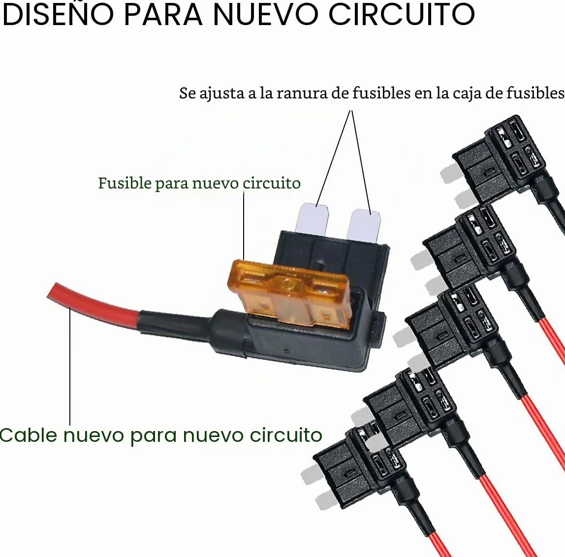 Guuzi Add-A-Circuit ACU 12V-24V Adaptador de Fusible Estándar con Arnés de Cables y Portafusibles Mediano